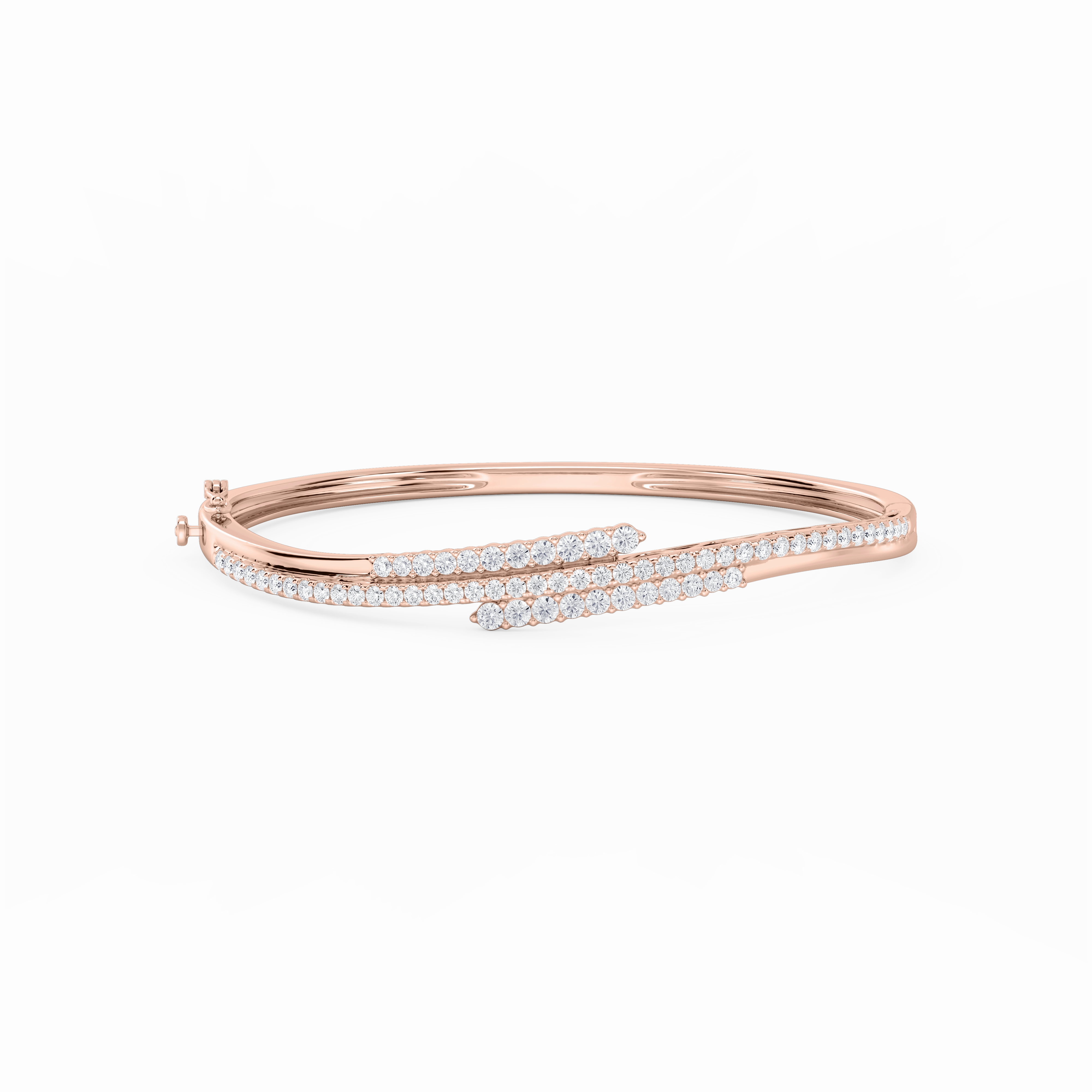 Esteemed Combination Endless Evolution 2 ctw Round Lab Grown Diamond Three Row Bypass Bangle Bracelet  - 7.25 Inches
