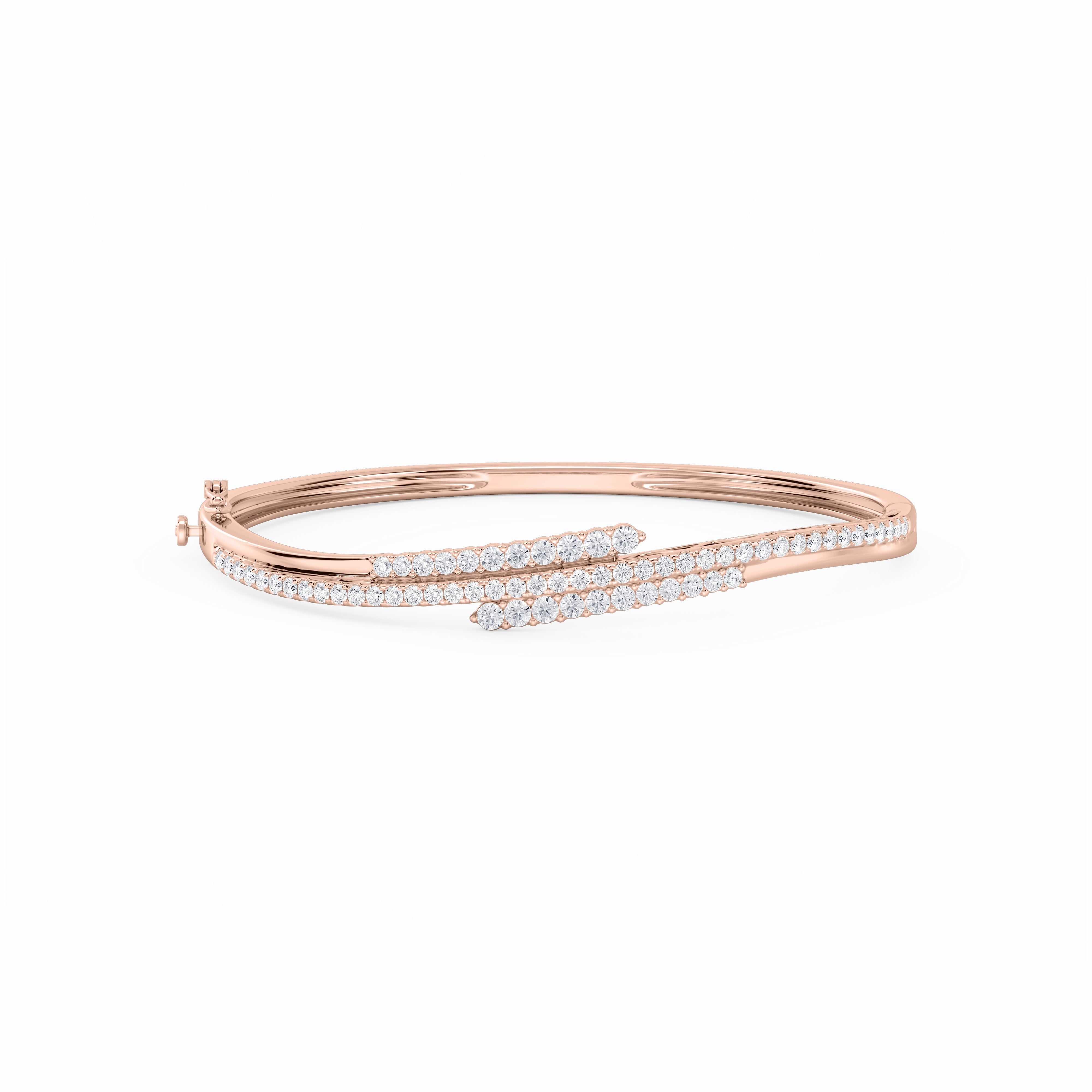 Fluid Connection 2 ctw Round Lab Grown Diamond Three Row Bypass Bangle Bracelet  - 7.25 Inches
