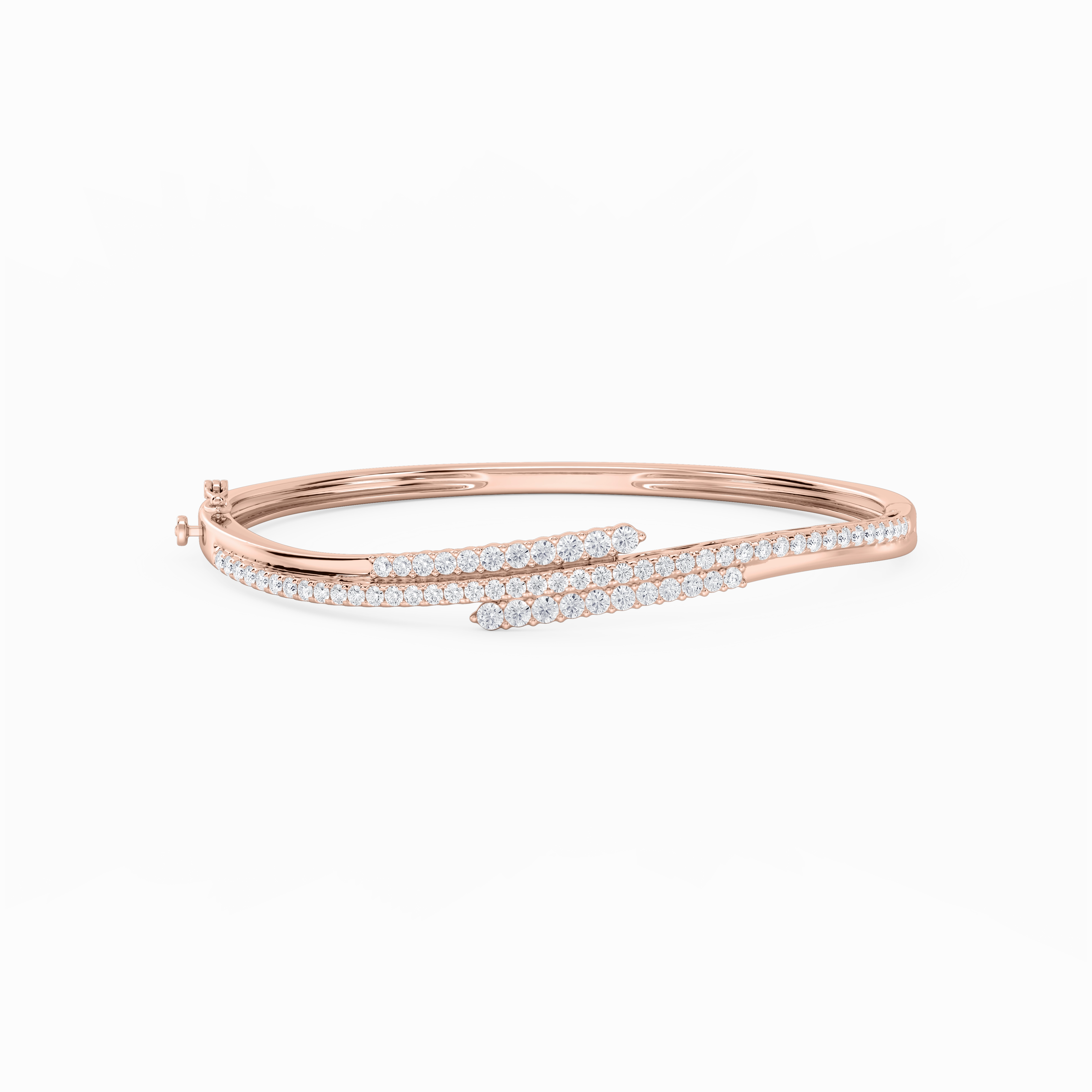 Clear Blends Classically Current 2 ctw Round Lab Grown Diamond Three Row Bypass Bangle Bracelet  - 7.25 Inches