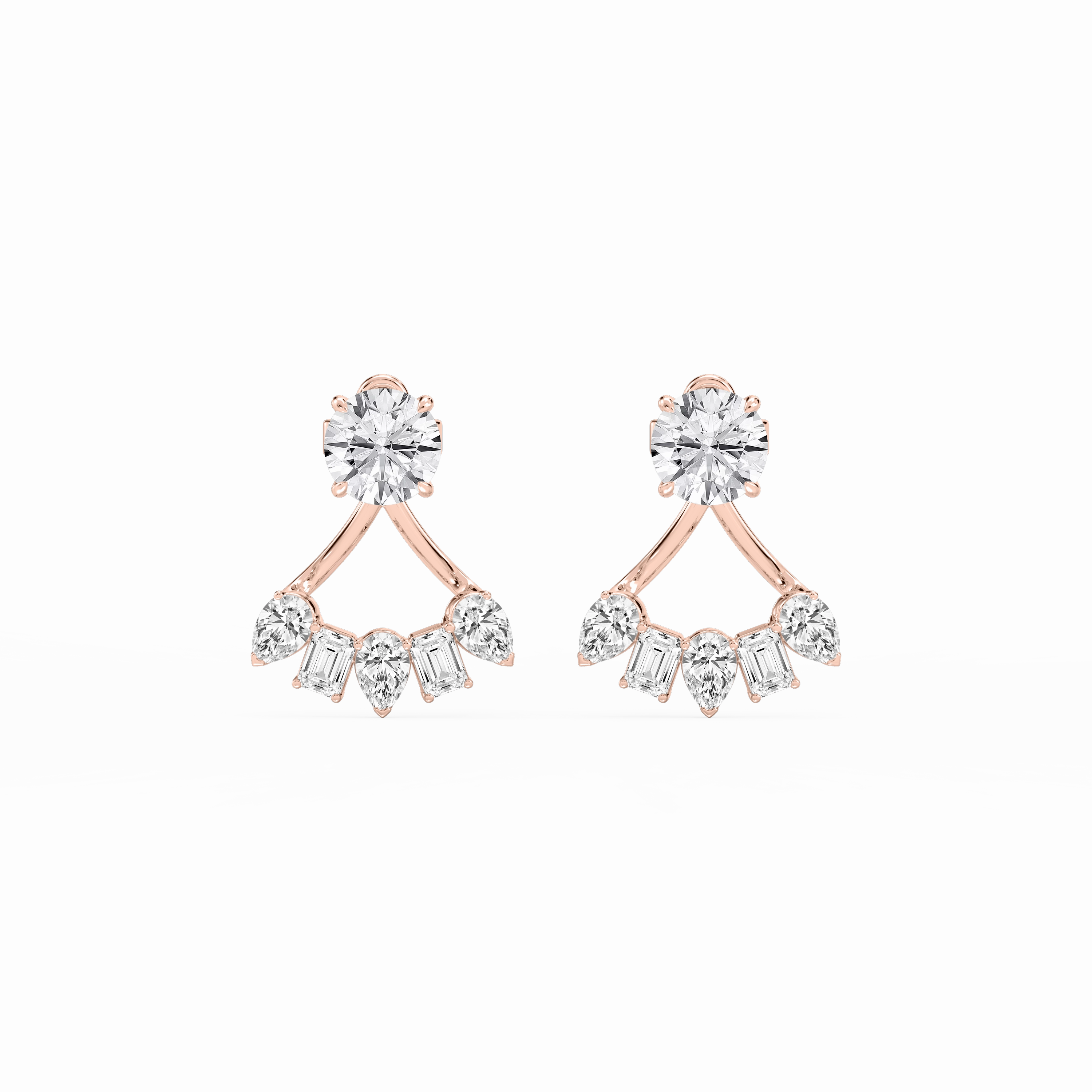 Dainty Accessory 2 ctw Round, Pear and Emerald Lab Grown Diamond Studs and Multi-Stone Jacket Set