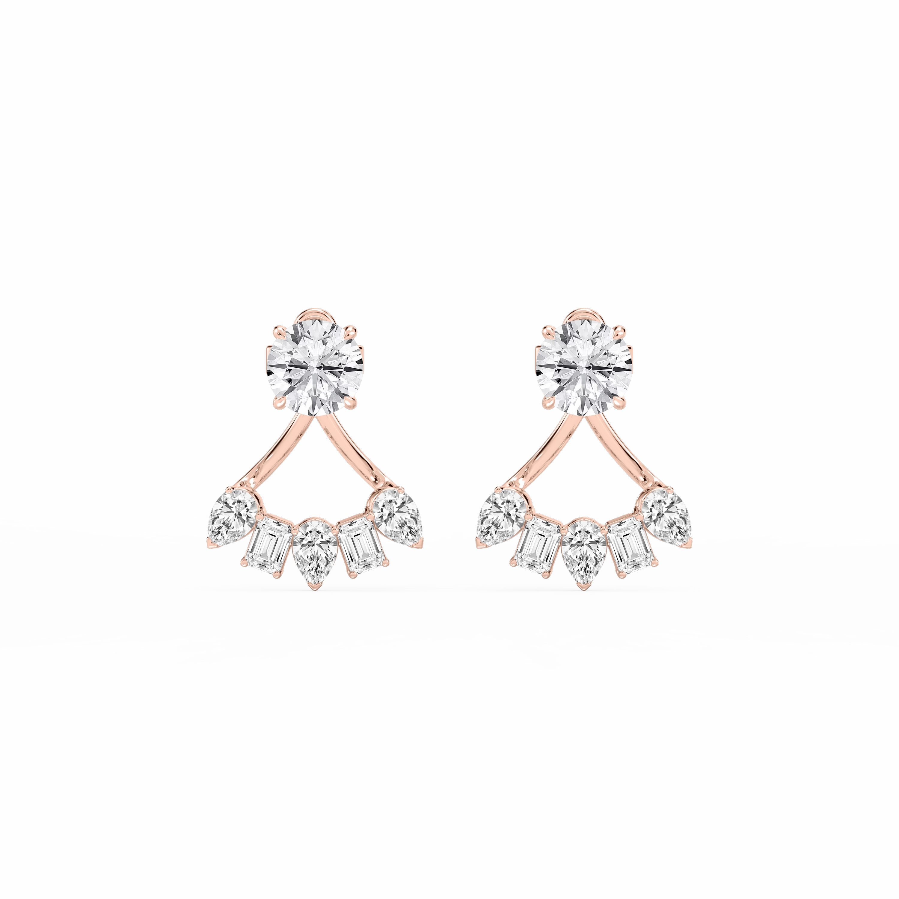 2 ctw Round, Pear and Emerald Lab Grown Diamond Studs and Multi-Stone Jacket Set Chic Option