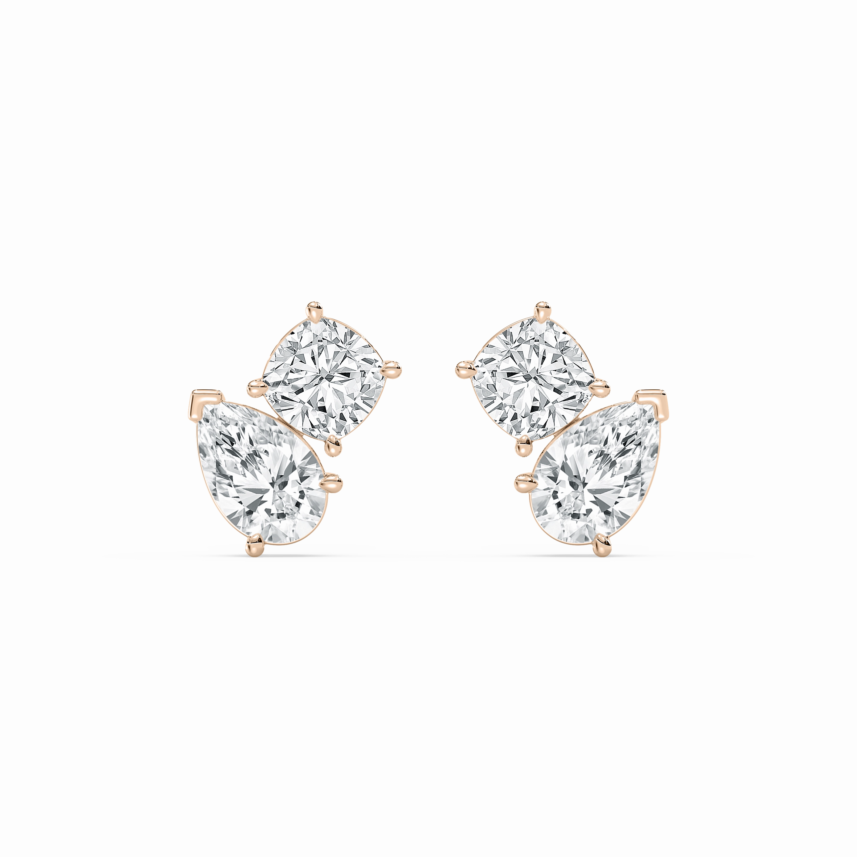 2 ctw Toi et Moi Cushion and Pear Lab Grown Diamond Stud Earrings Linear Accessory Chic Decoration