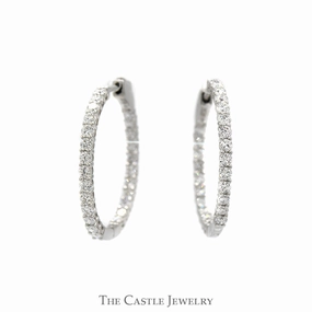 2cttw Lab Grown Diamond In & Out Hollywood Hoop Earrings in 14k White Gold Elegant Jewelry