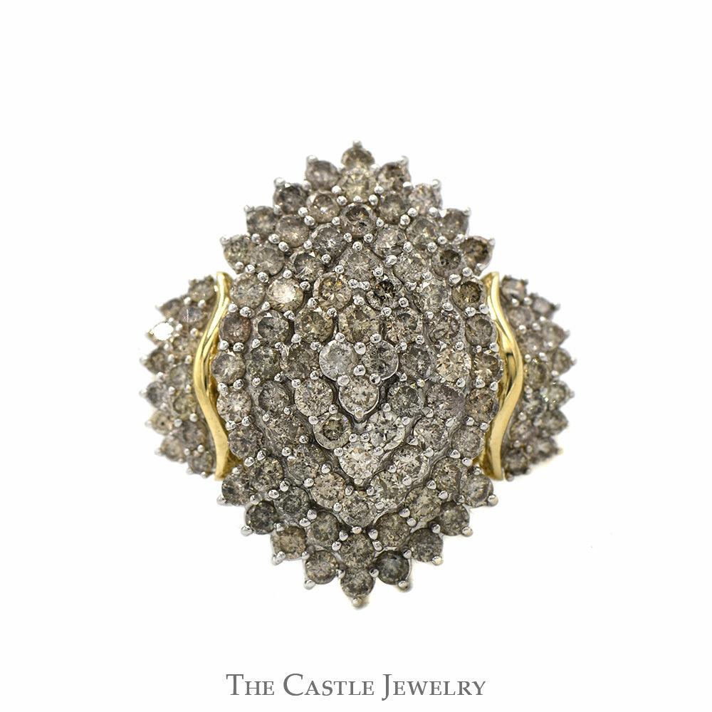 Resilient Style Unique Accessory 2cttw Marquise Shaped Diamond Cluster Ring in 10k Yellow Gold Split Shank Setting