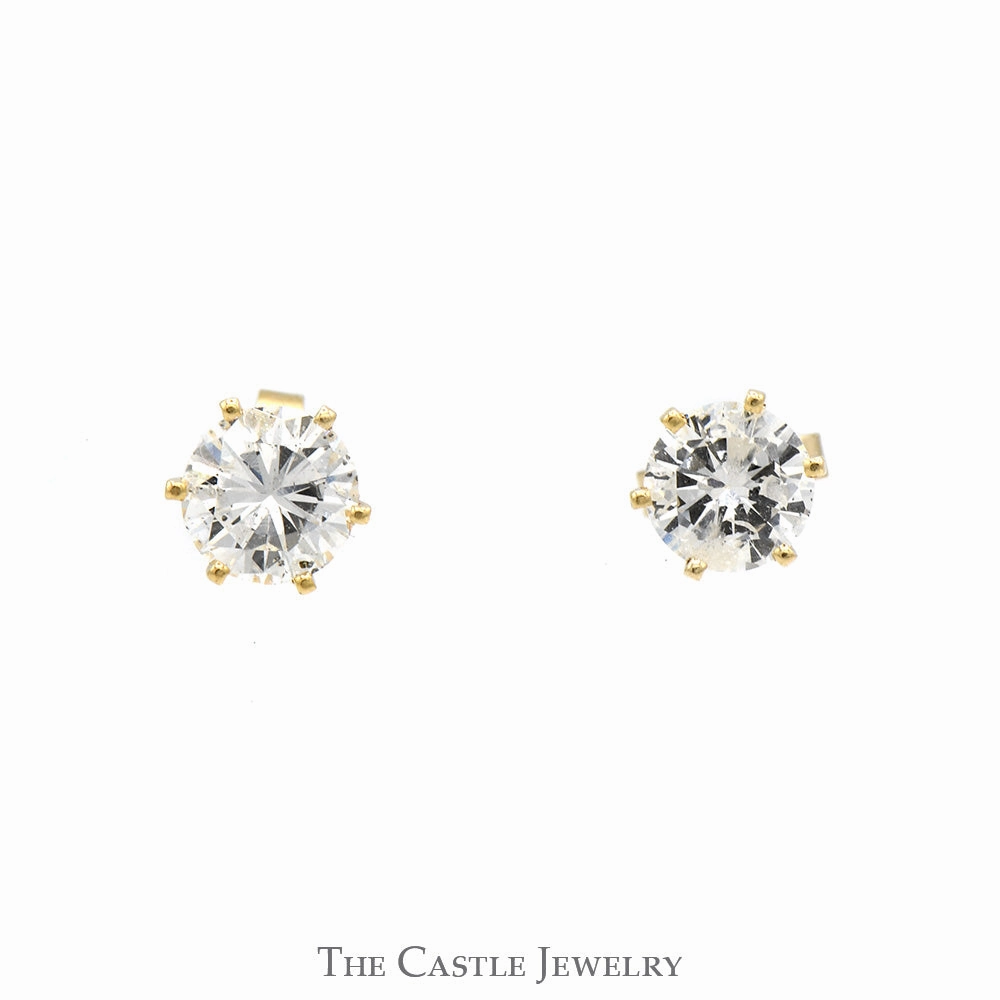 winter accessory 2cttw Round Diamond Stud Earrings in 14k Yellow Gold 6 Prong Mounting with Butterfly Pushbacks