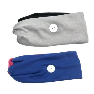 2pcs Headband Cross Hair Hoops Mask Wearing Button Elastic Headwrap Soft Comfortable for Women Girls