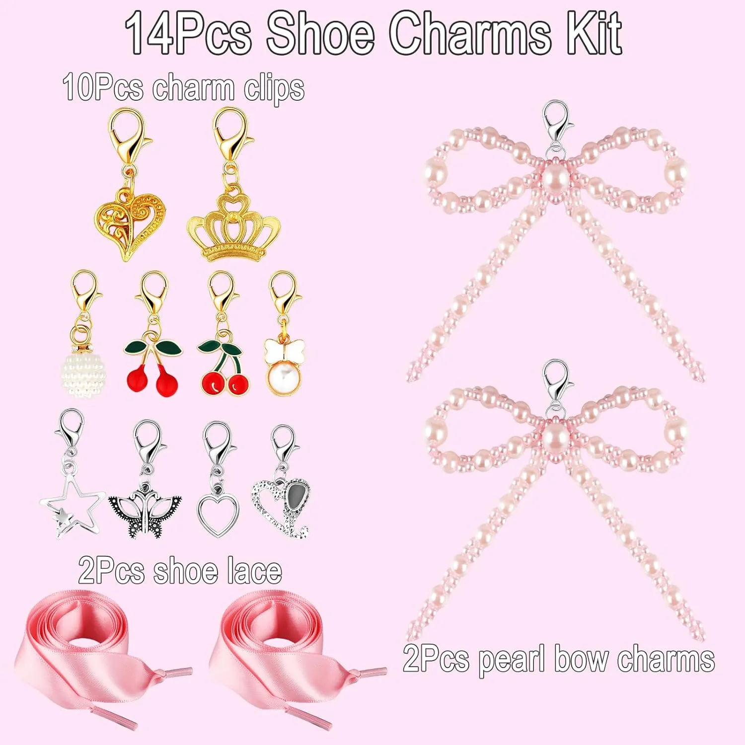 2Pcs Pearl Bow Shoe Charms for Sneakers Decoration Shoe Lace Charms Sneakers Elegant Pearl Buckle Dress Shoe Sneaker Accessories