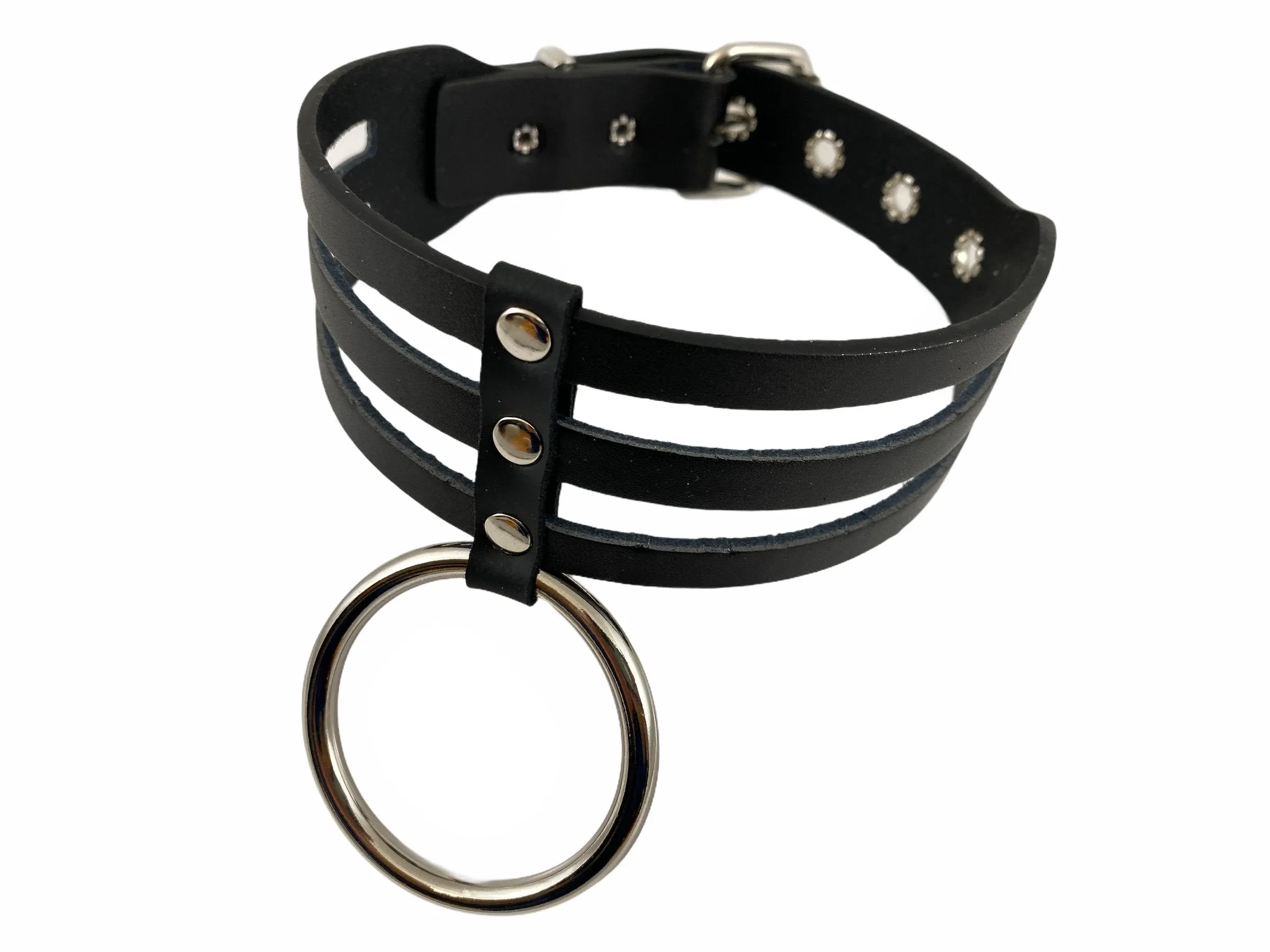 3 Line One Ring Sub Bondage Collar