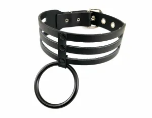 3 Line One Ring Sub Bondage Collar