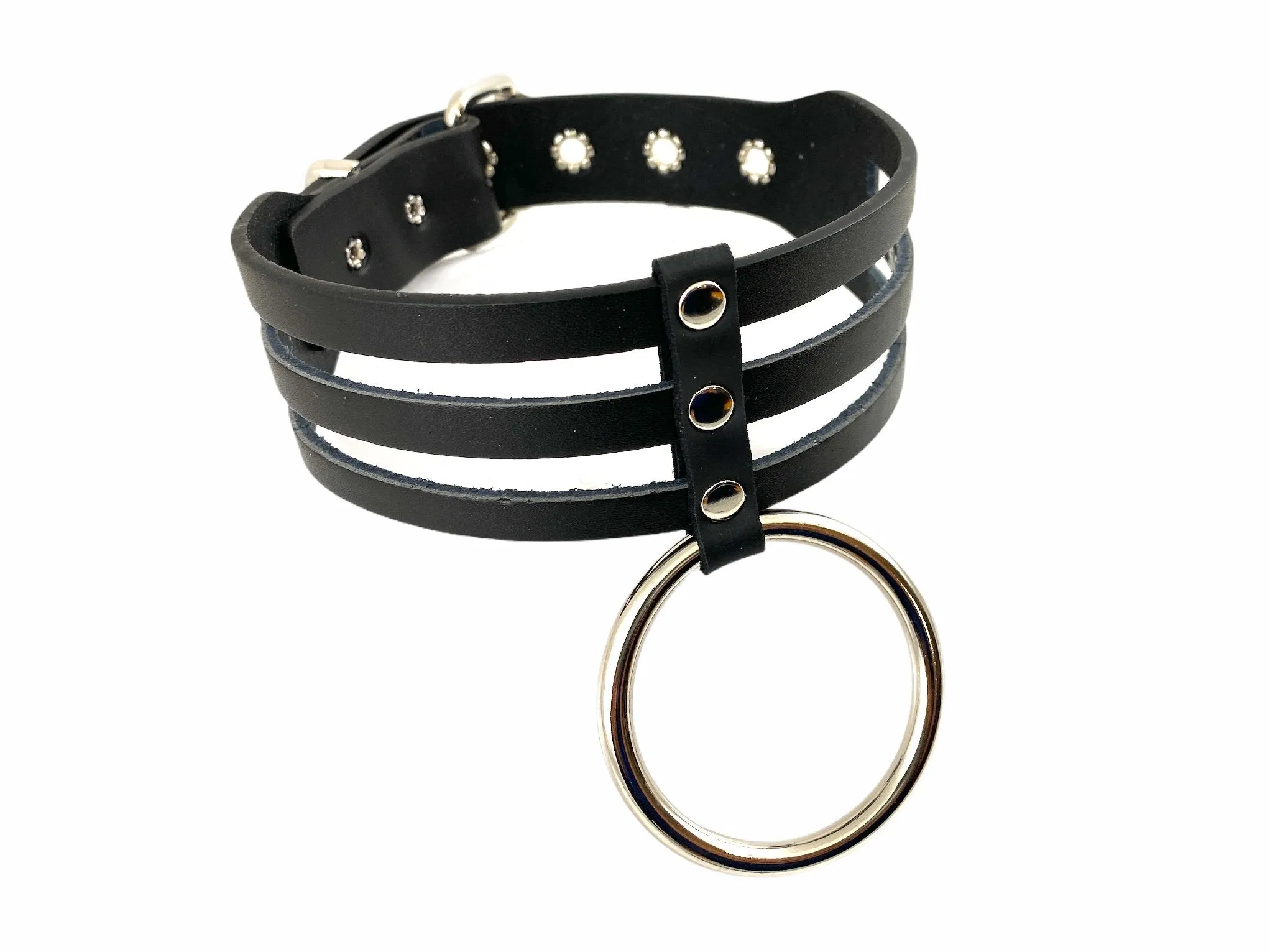 3 Line One Ring Sub Bondage Collar