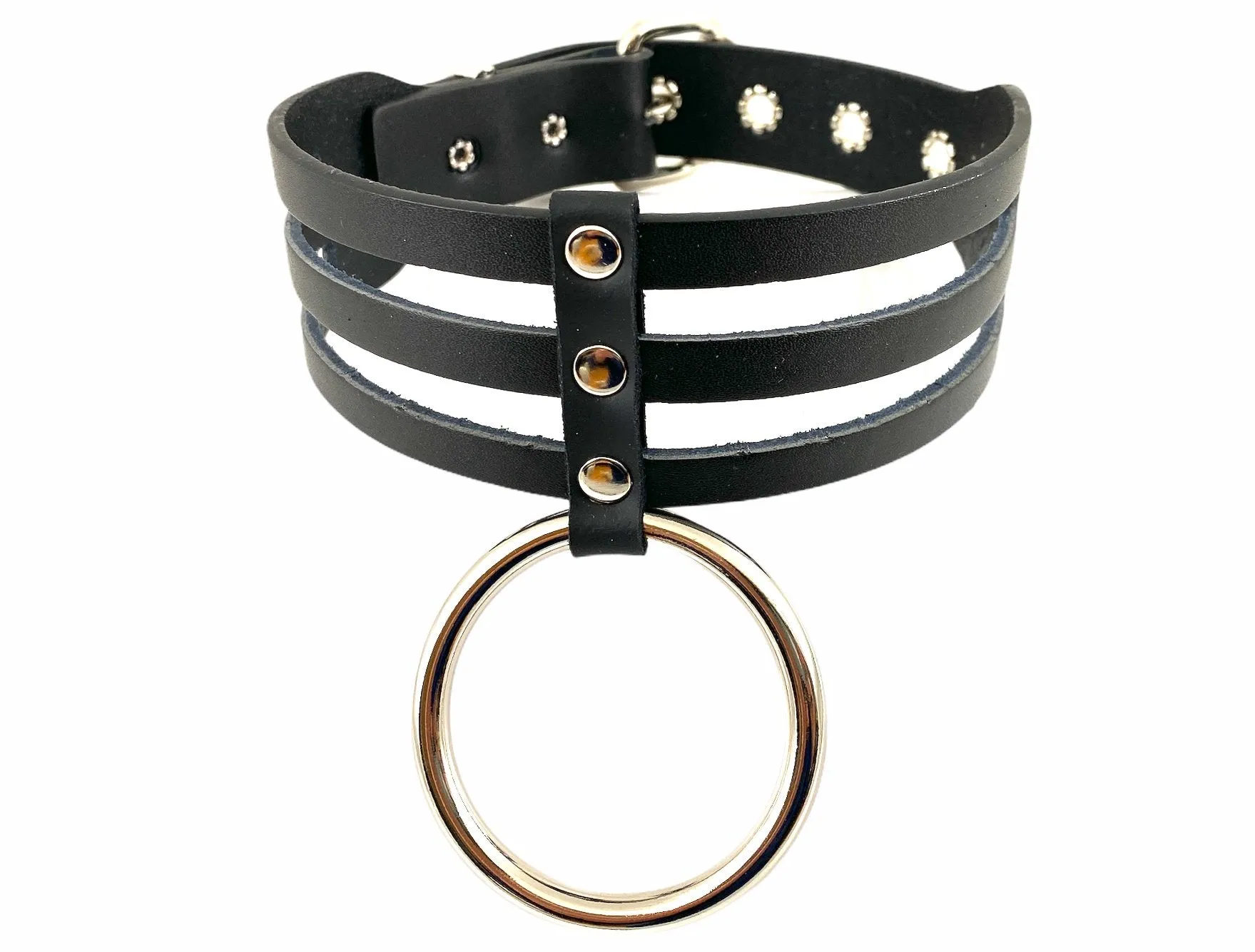 3 Line One Ring Sub Bondage Collar
