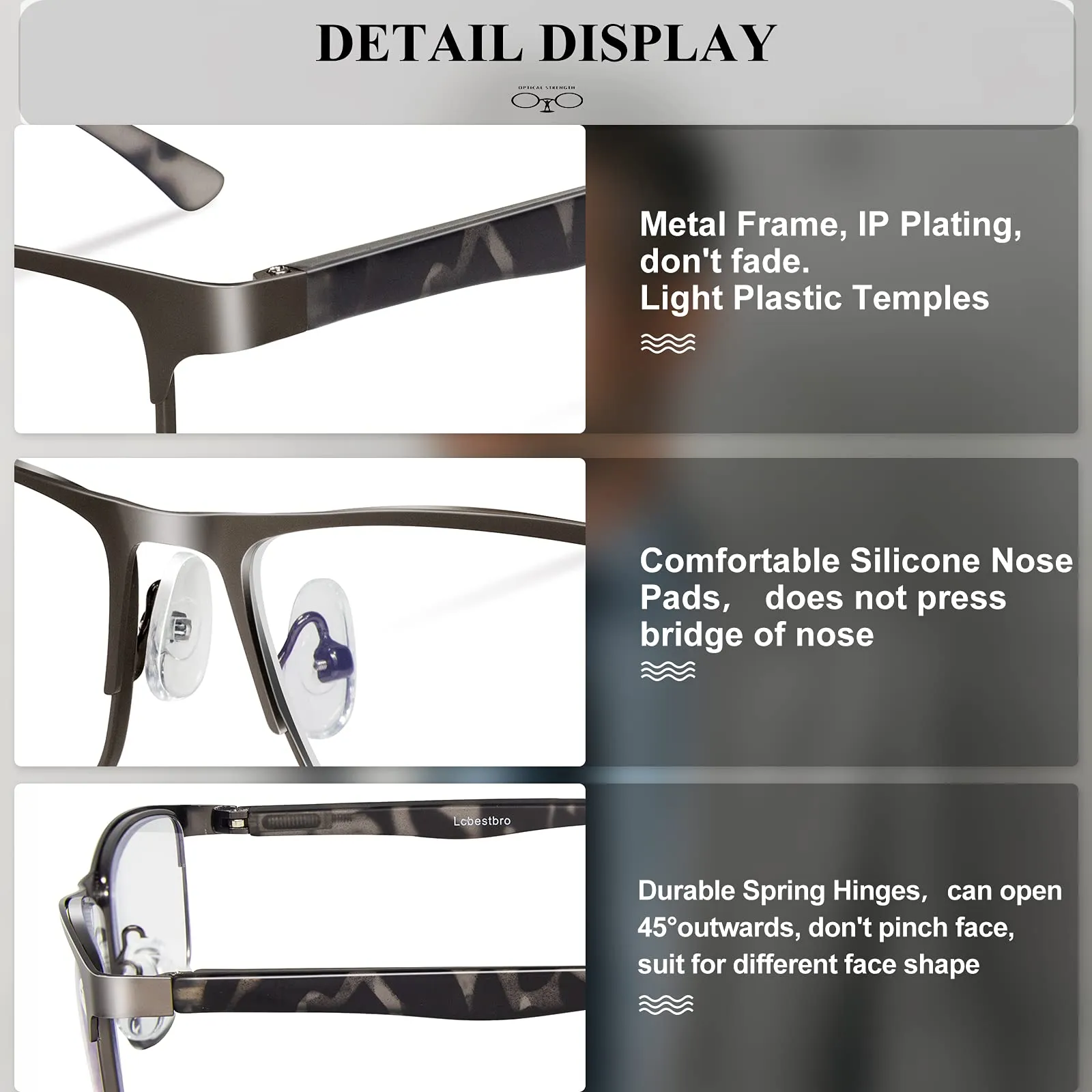 3 Pack Blue light Blocking Reading Glasses for Men, Stylish Metal Frame Readers 3 Pack Mix Color 2.0 x