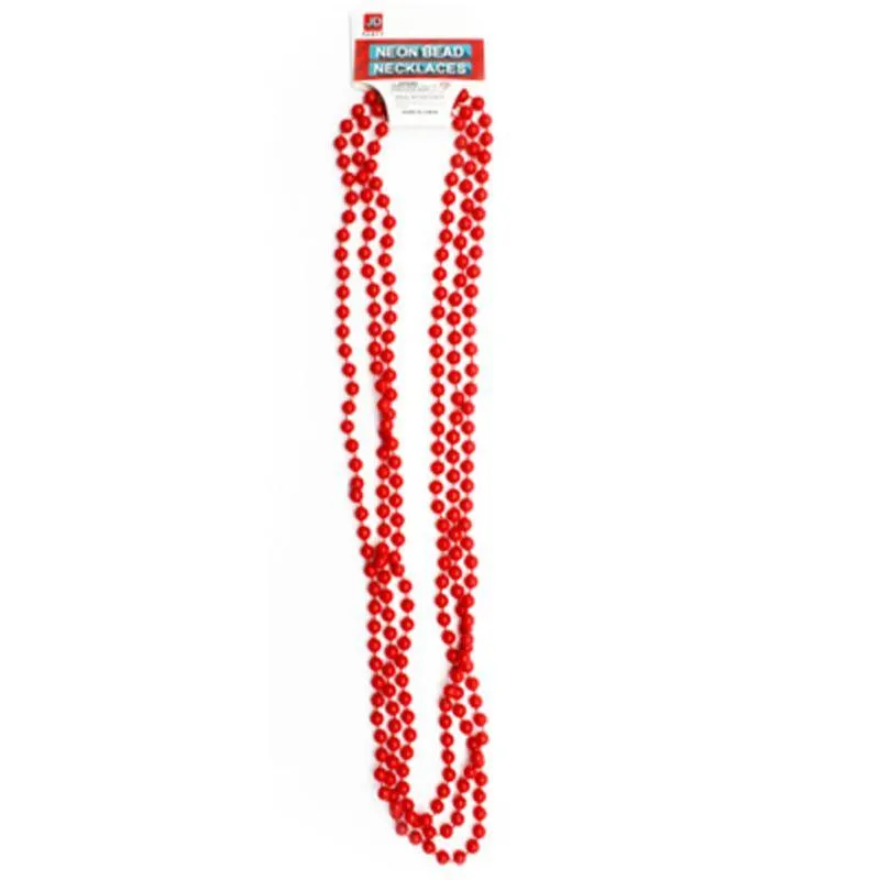 3 Pack Red Neon Beaded Necklace