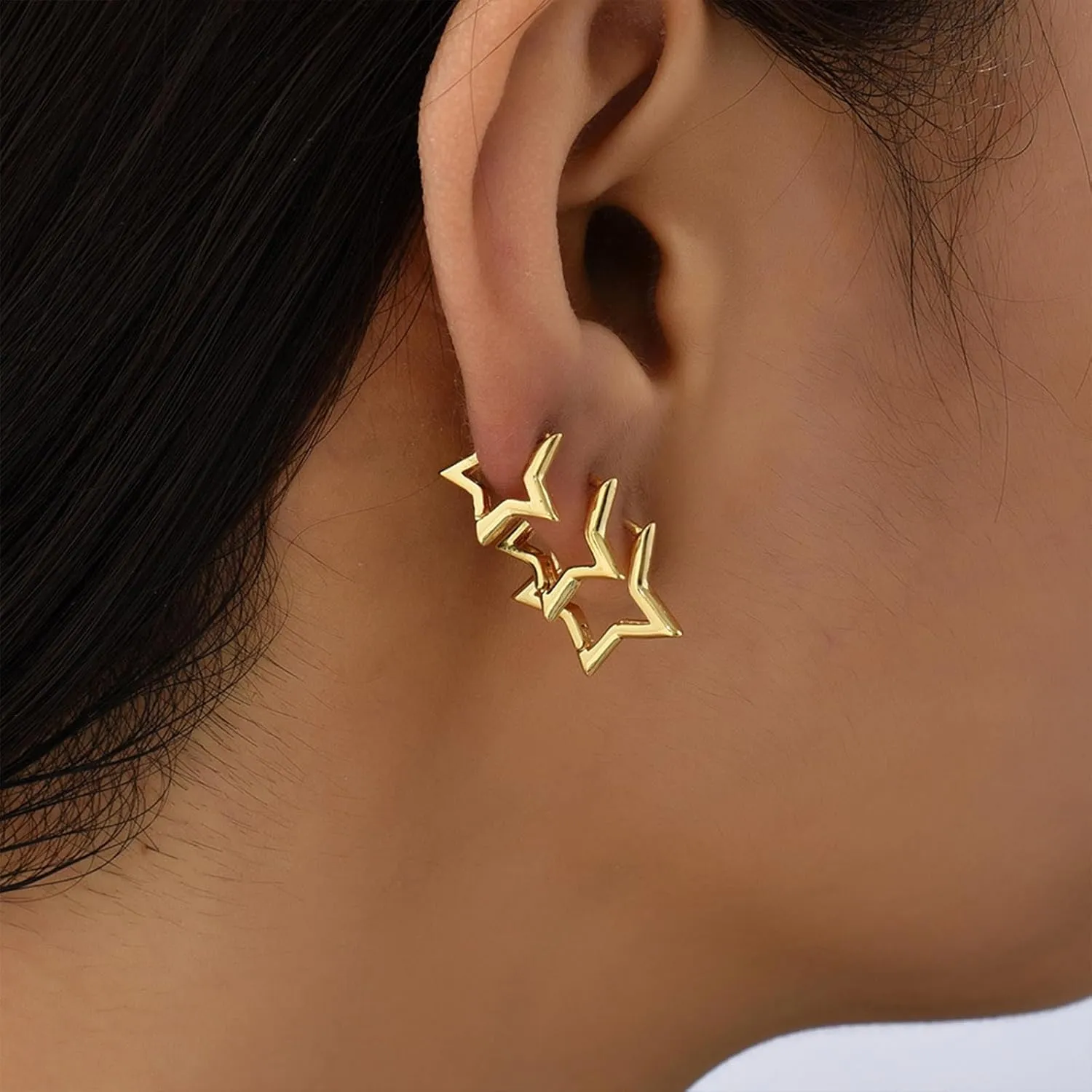 3 Pairs Silver Huggie Hoop Earrings Set Gold Huggie Earrings for Women Lightweight Hypoallergenic Heart Hoops Earrings Set Jewelry