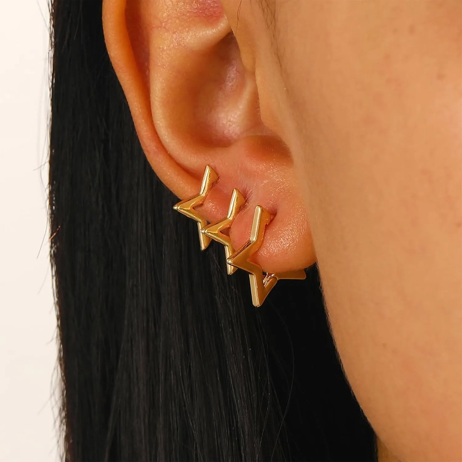 3 Pairs Silver Huggie Hoop Earrings Set Gold Huggie Earrings for Women Lightweight Hypoallergenic Heart Hoops Earrings Set Jewelry