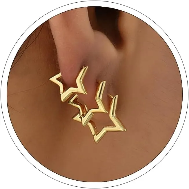 3 Pairs Silver Huggie Hoop Earrings Set Gold Huggie Earrings for Women Lightweight Hypoallergenic Heart Hoops Earrings Set Jewelry