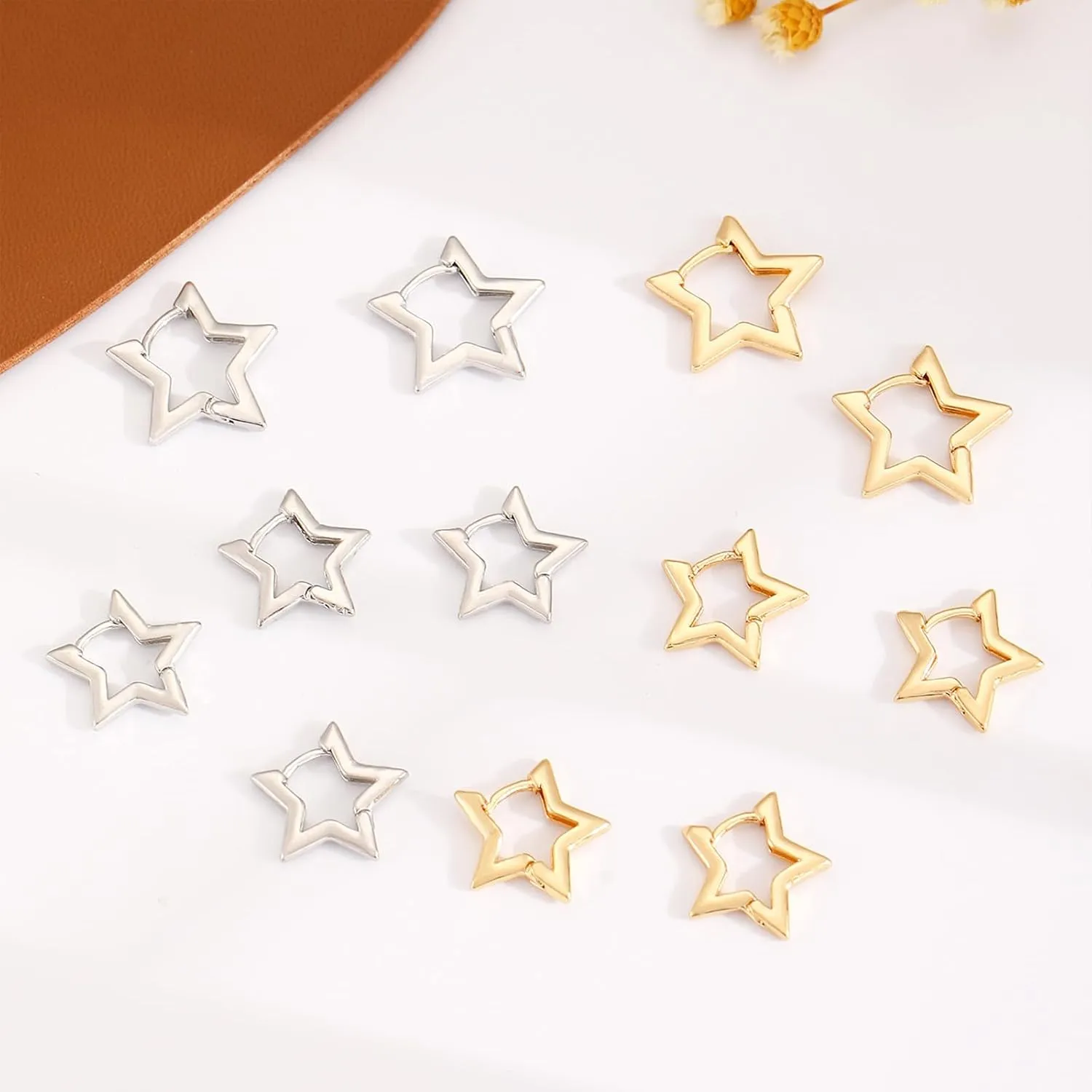 3 Pairs Silver Huggie Hoop Earrings Set Gold Huggie Earrings for Women Lightweight Hypoallergenic Heart Hoops Earrings Set Jewelry