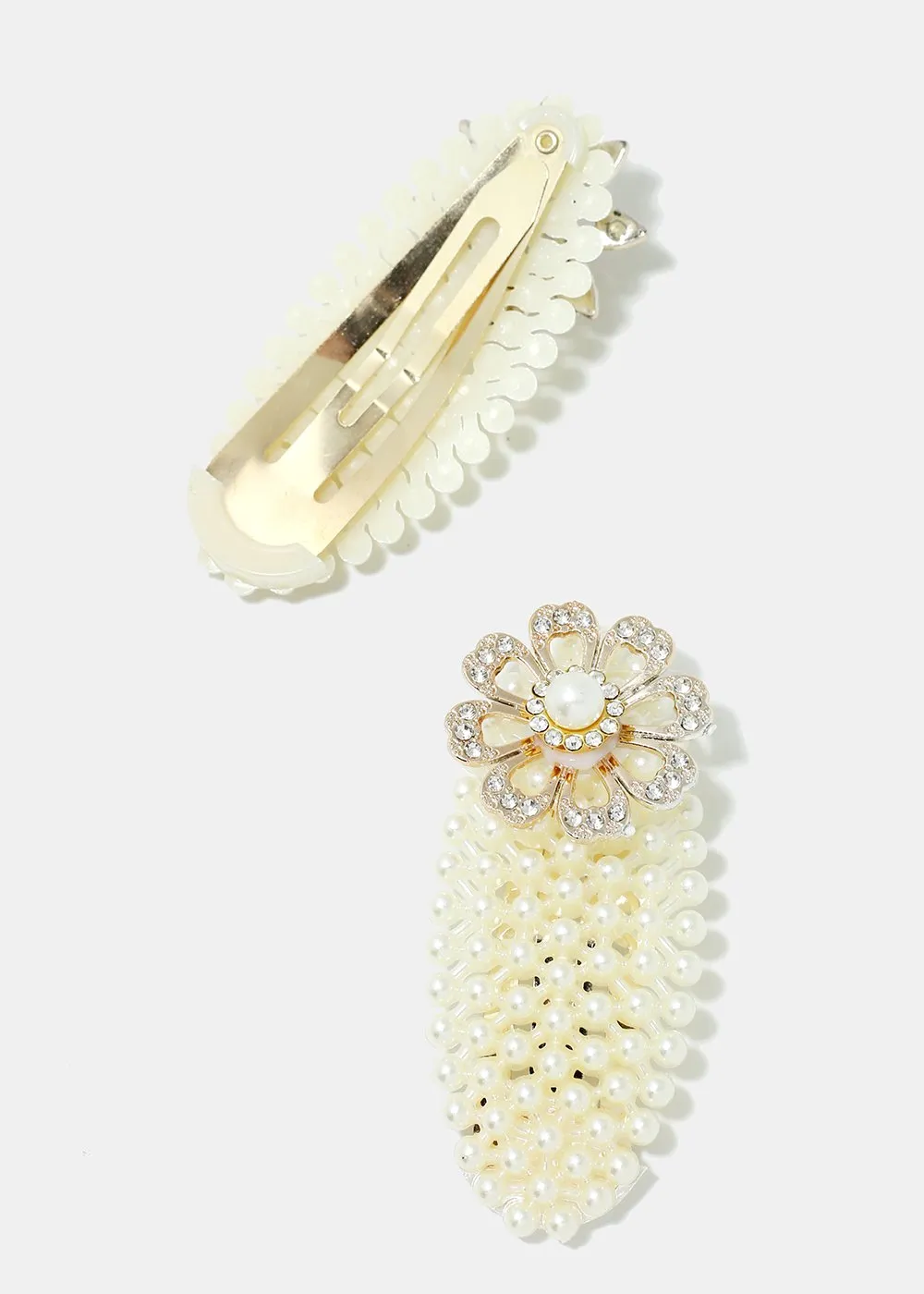 3-Piece Rhinestone Flower & Pearl Hair Pins