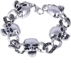 316L Stainless Steel Cool Men's Steel Biker Man Skull Charms Bracelet Chain Bracelets Bangles 20Cm