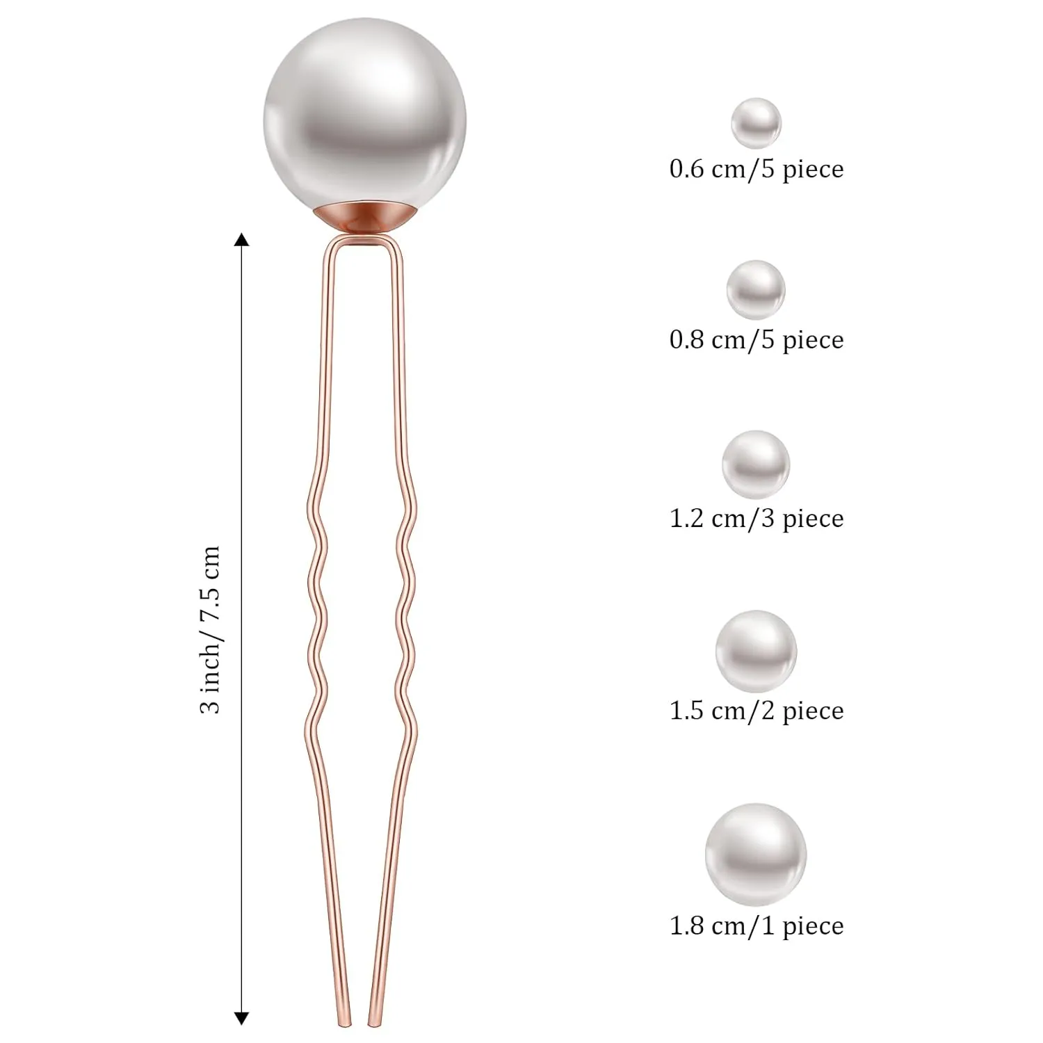 33 Pieces Wedding Pearl Hair Pins Bridal Pearl Rhinestone Hair Accessories U Shape Barrette for Bride Bridesmaid Women(Rose Gold)