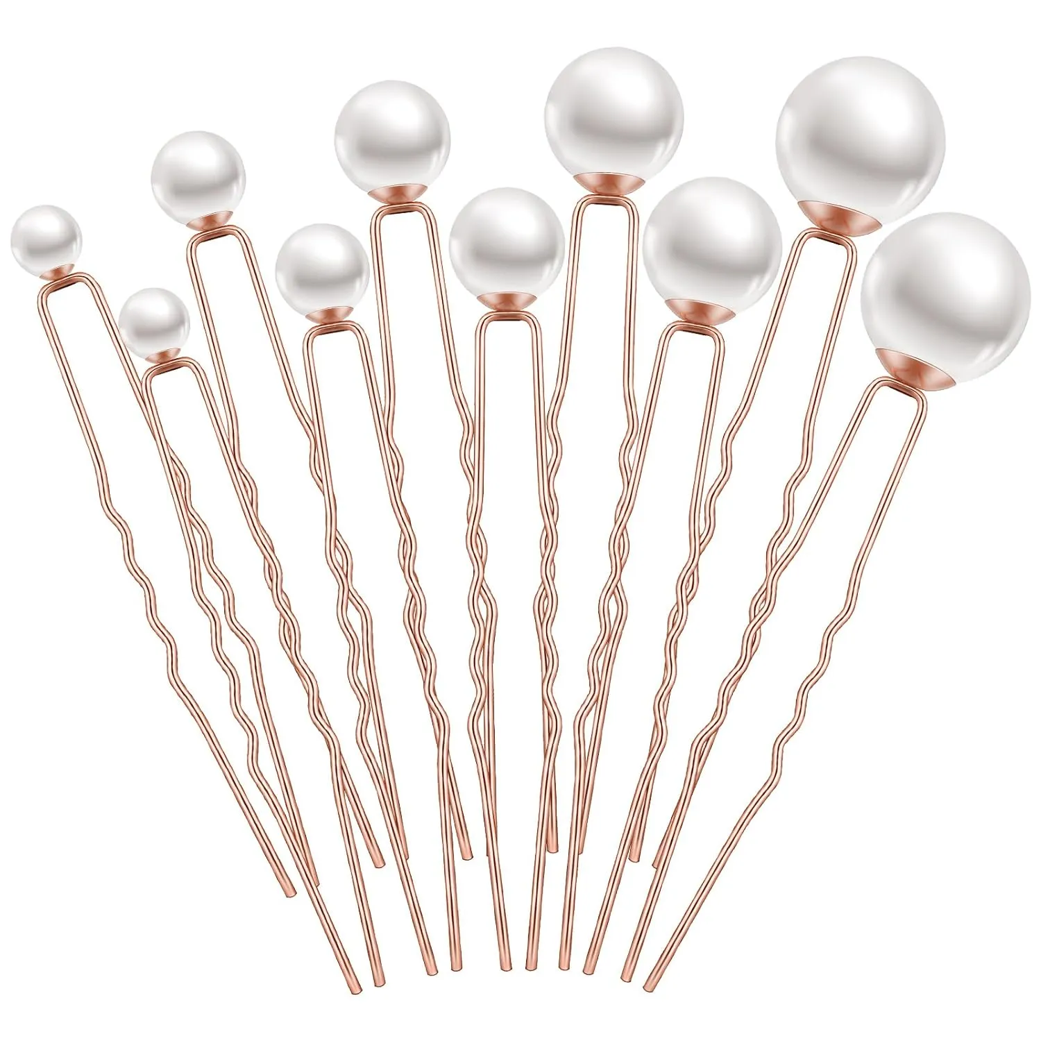 33 Pieces Wedding Pearl Hair Pins Bridal Pearl Rhinestone Hair Accessories U Shape Barrette for Bride Bridesmaid Women(Rose Gold)