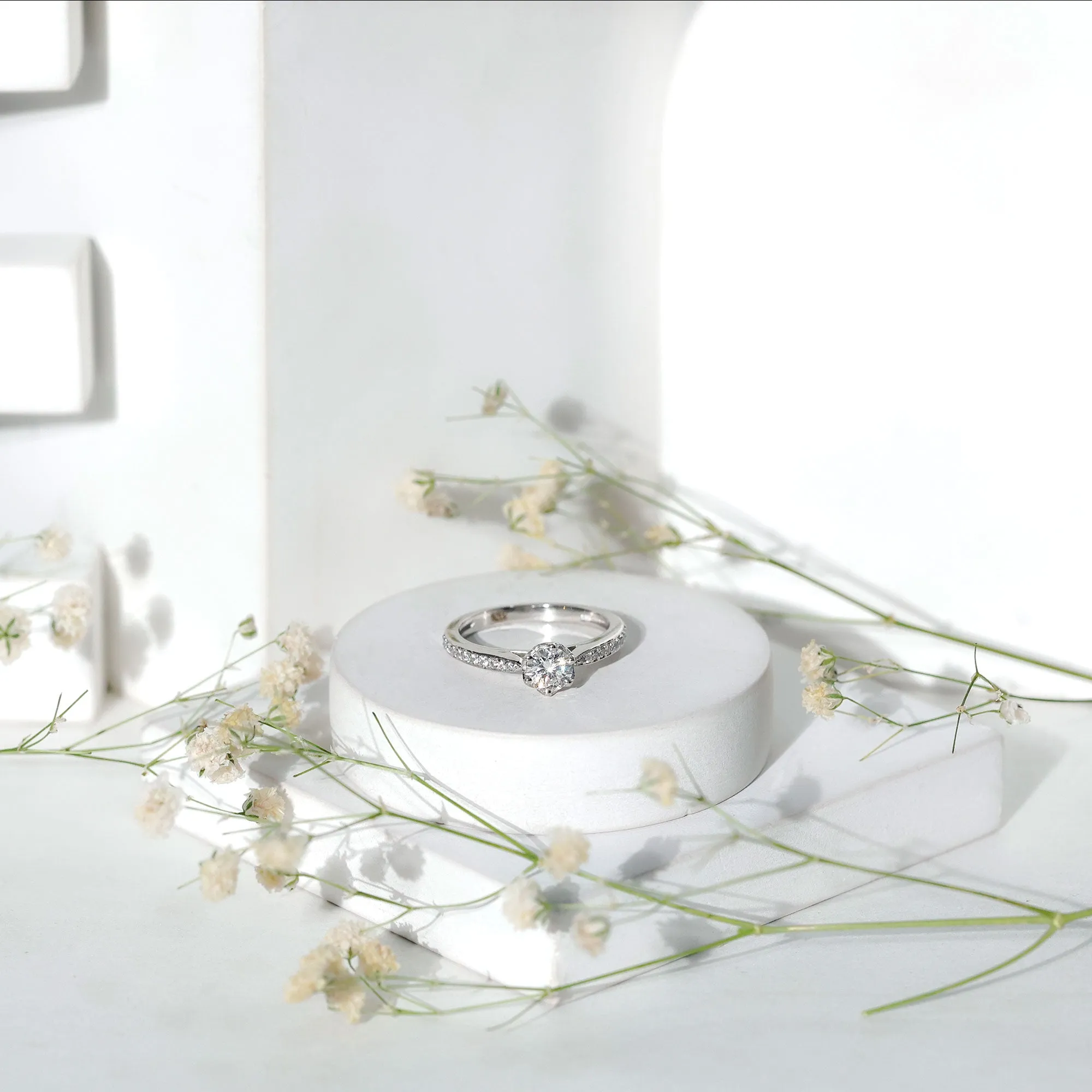 3/4 CT April Birthstone Moissanite Solitaire Promise Ring for Women