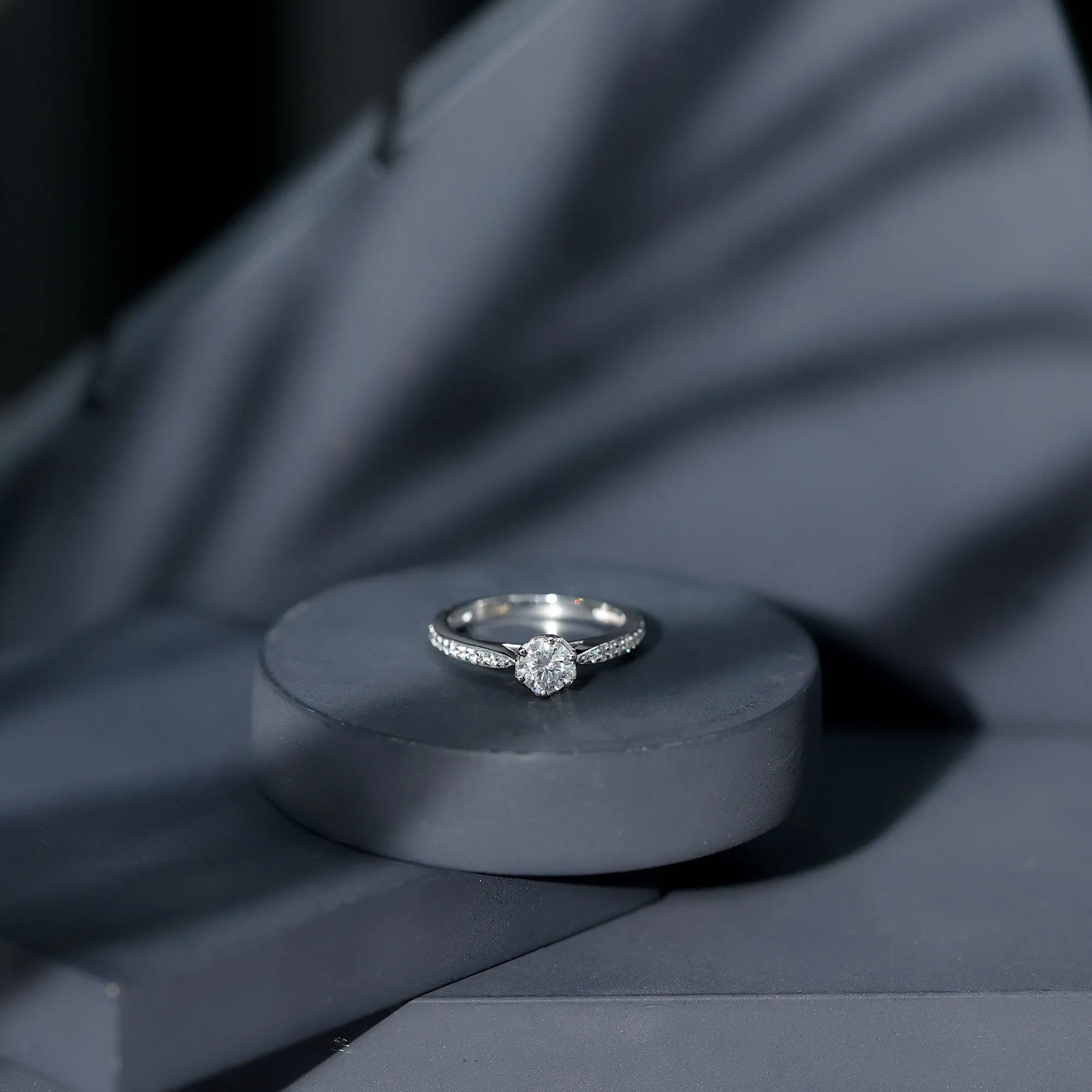 3/4 CT April Birthstone Moissanite Solitaire Promise Ring for Women