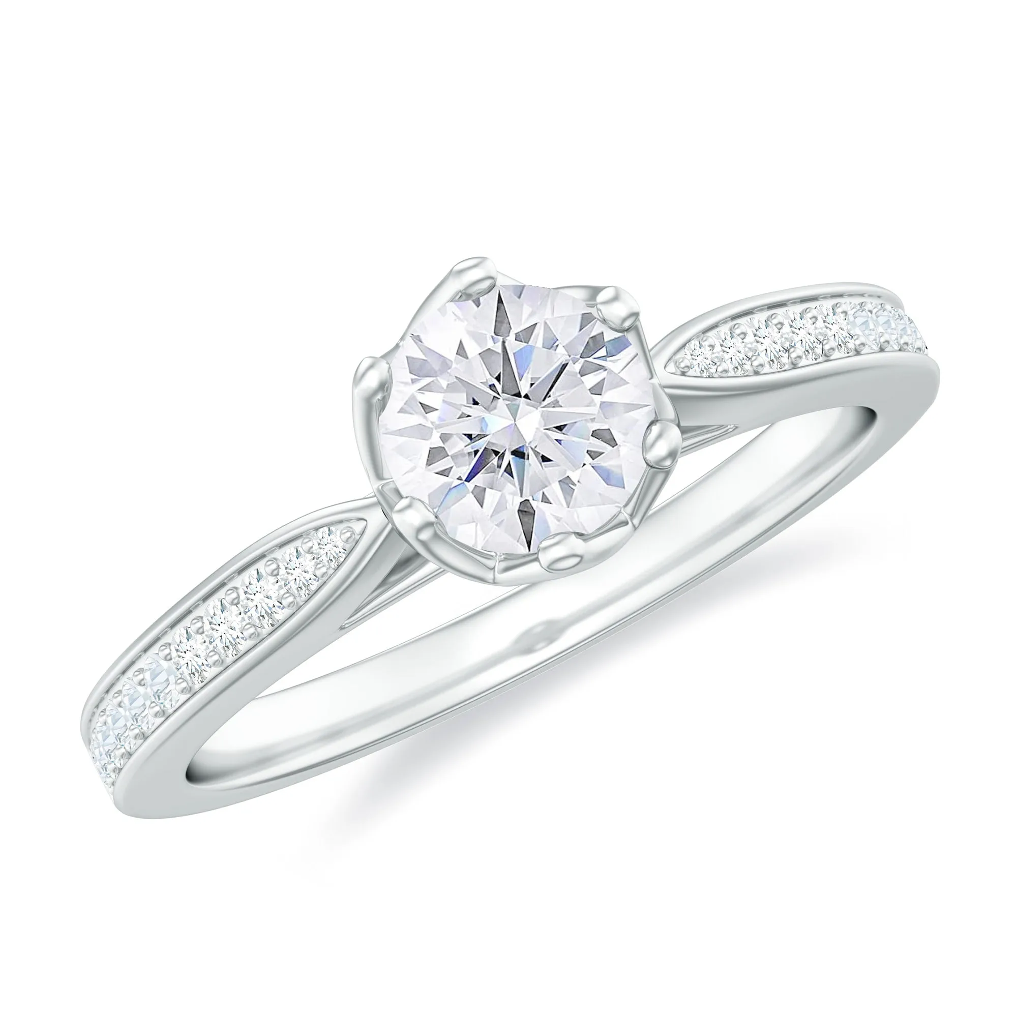 3/4 CT April Birthstone Moissanite Solitaire Promise Ring for Women