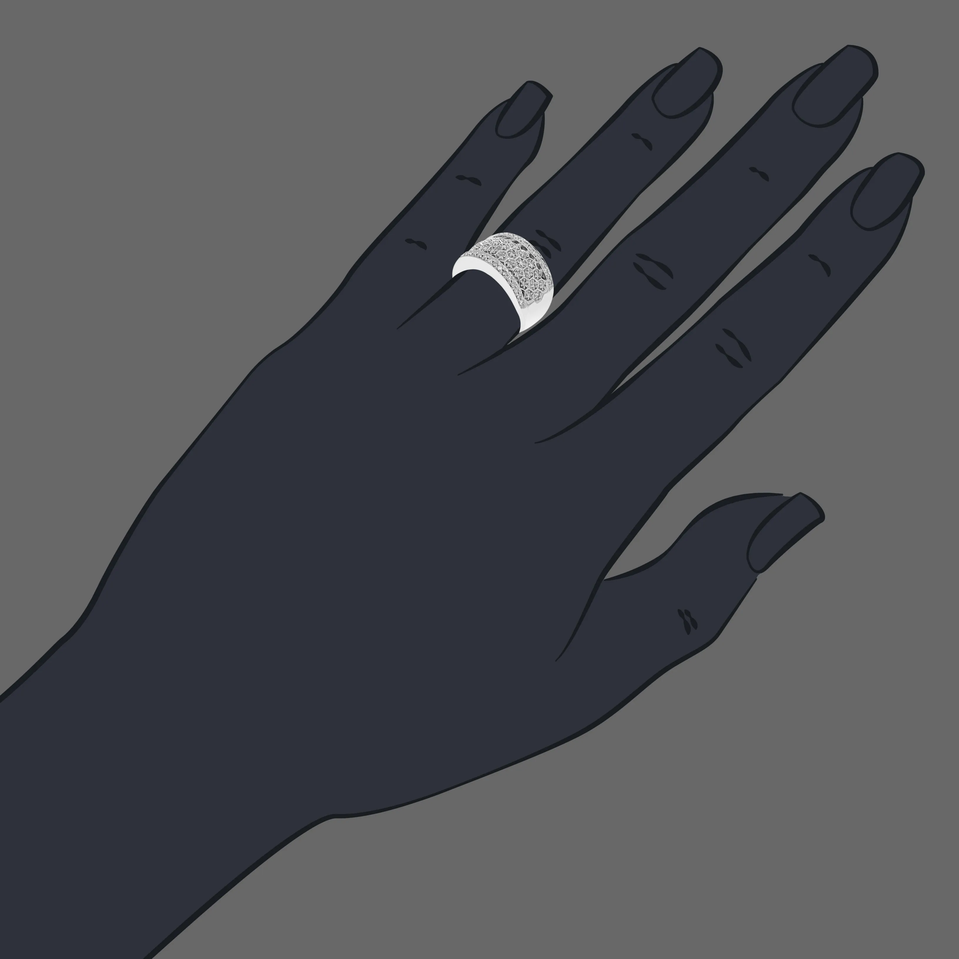 3/4 cttw Diamond Hexagon Netted Wedding Band in 10K White Gold