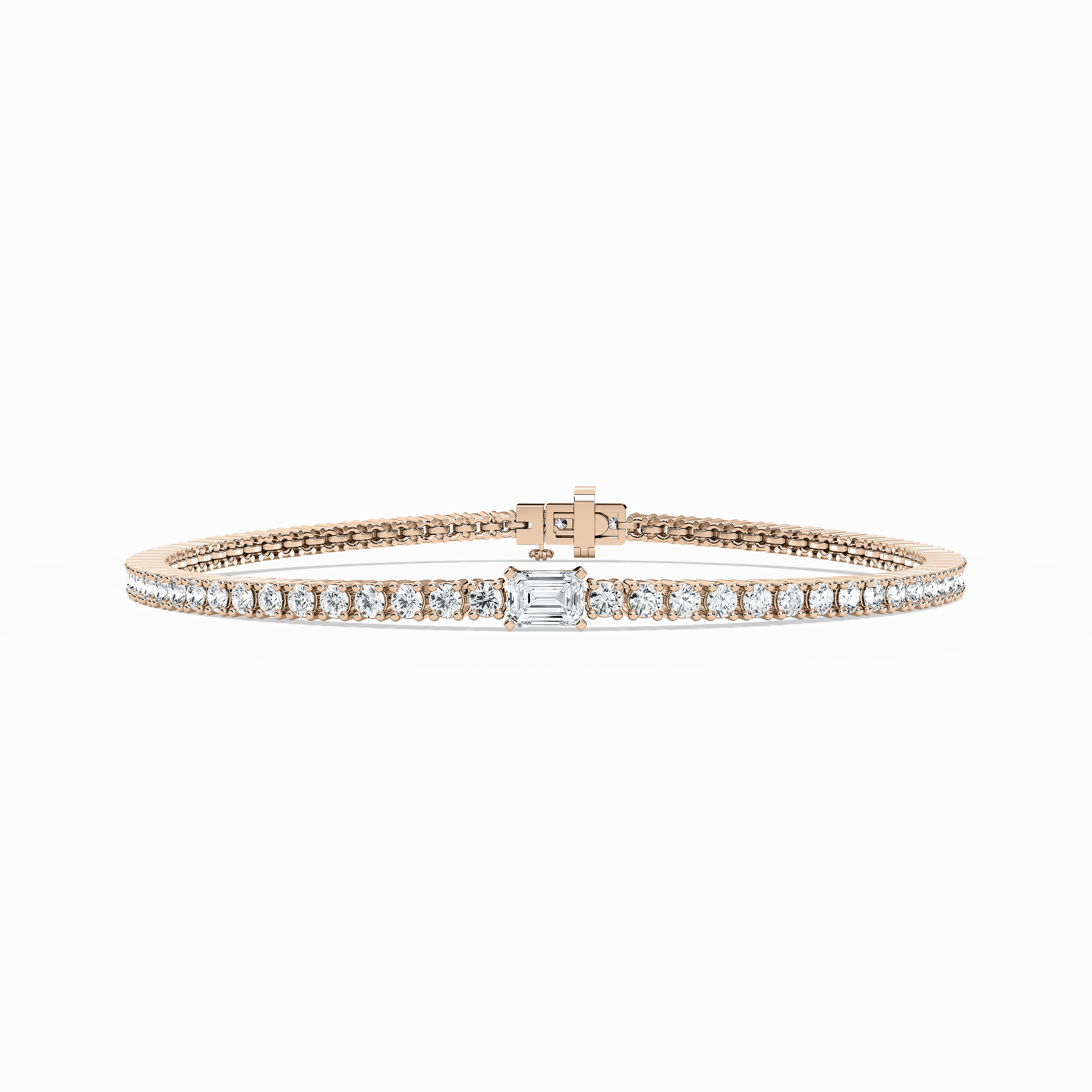 Understated Elegance Unparalleled Beauty 3 1?? ctw Round And Emerald Lab Grown Diamond Featurette Tennis Bracelet  - 7 Inches