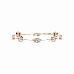 Original Concept Transformable Look 3 1?? ctw Round and Marquise Lab Grown Diamond Bezel Set Station Chain Bracelet  - 7 Inches