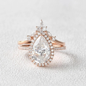 Shiny Details Mirror Selfie 3.5ct Moissanite Inspired Engagement Ring Set 2pcs