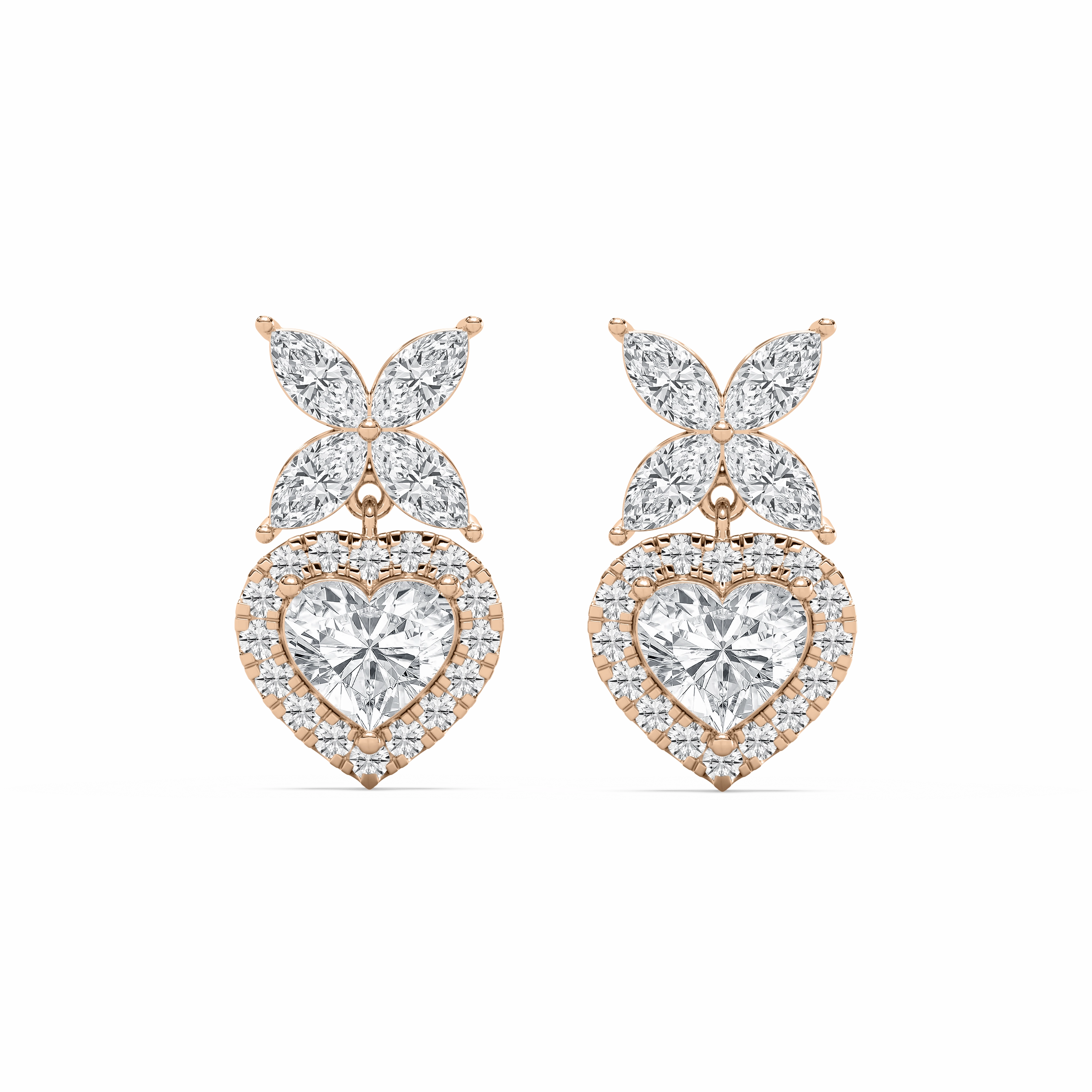 Sparkling Choice 3 ?/? ctw Heart & Marquise Lab Grown Diamond Petal Drop Earrings