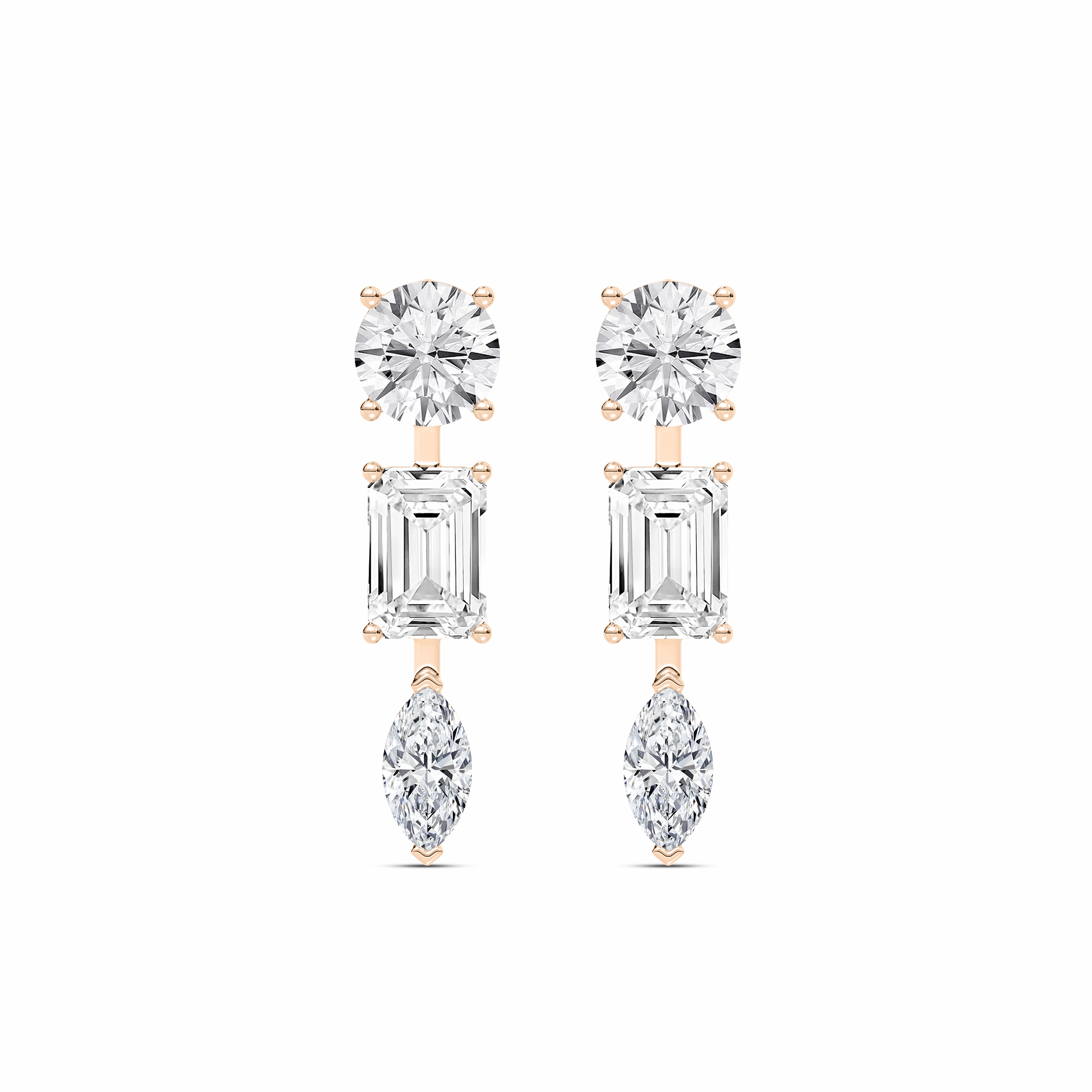 Straight Accessory 3 ?/??ctw Round Emerald, and Marquise Lab Grown Diamond Trio Drop Earrings