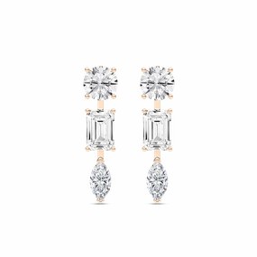 3 ?/??ctw Round Emerald, and Marquise Lab Grown Diamond Trio Drop Earrings Big Trinket