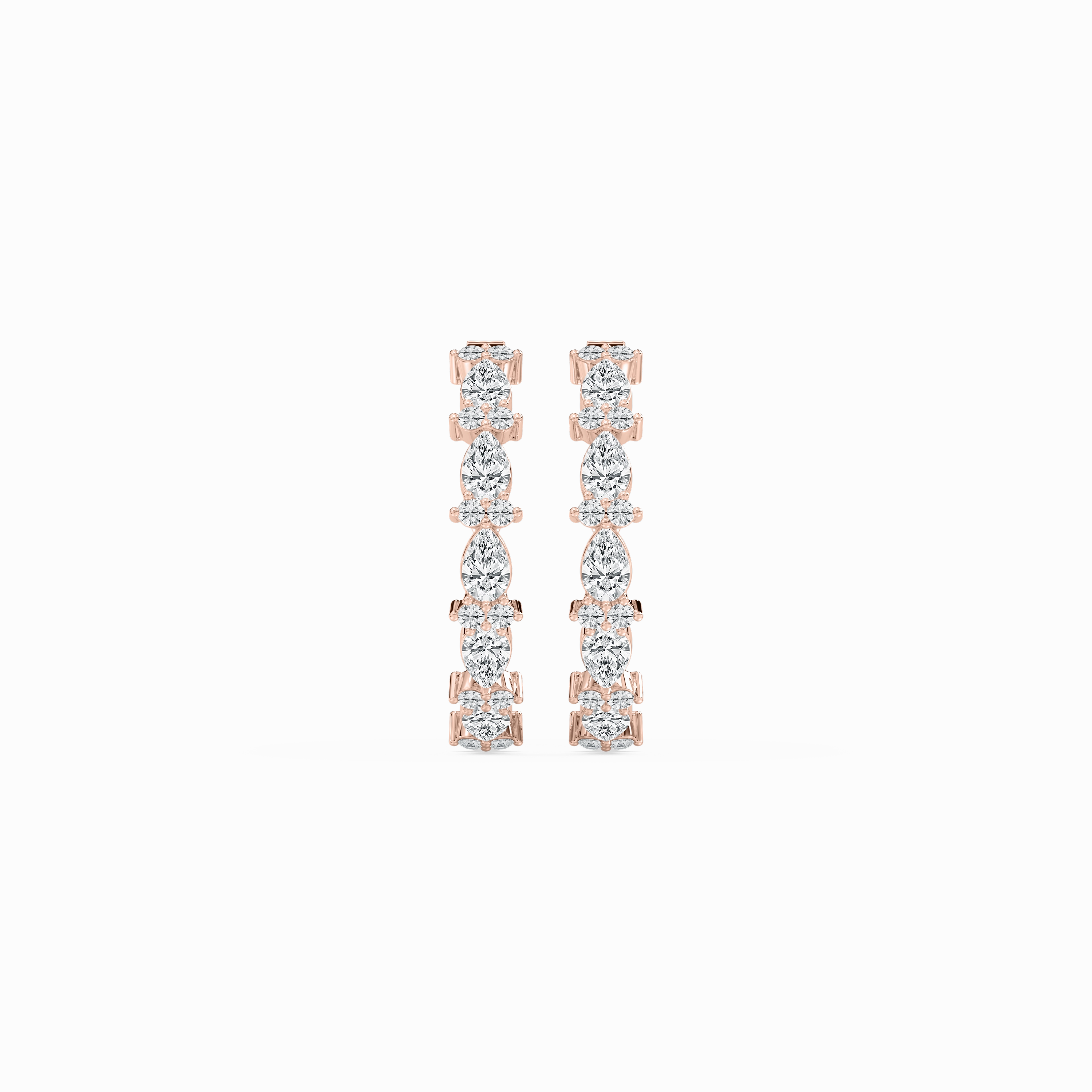 Small Accessory 3 ? ctw Pear and Round Lab Grown Diamond Alternating Hoop Earrings