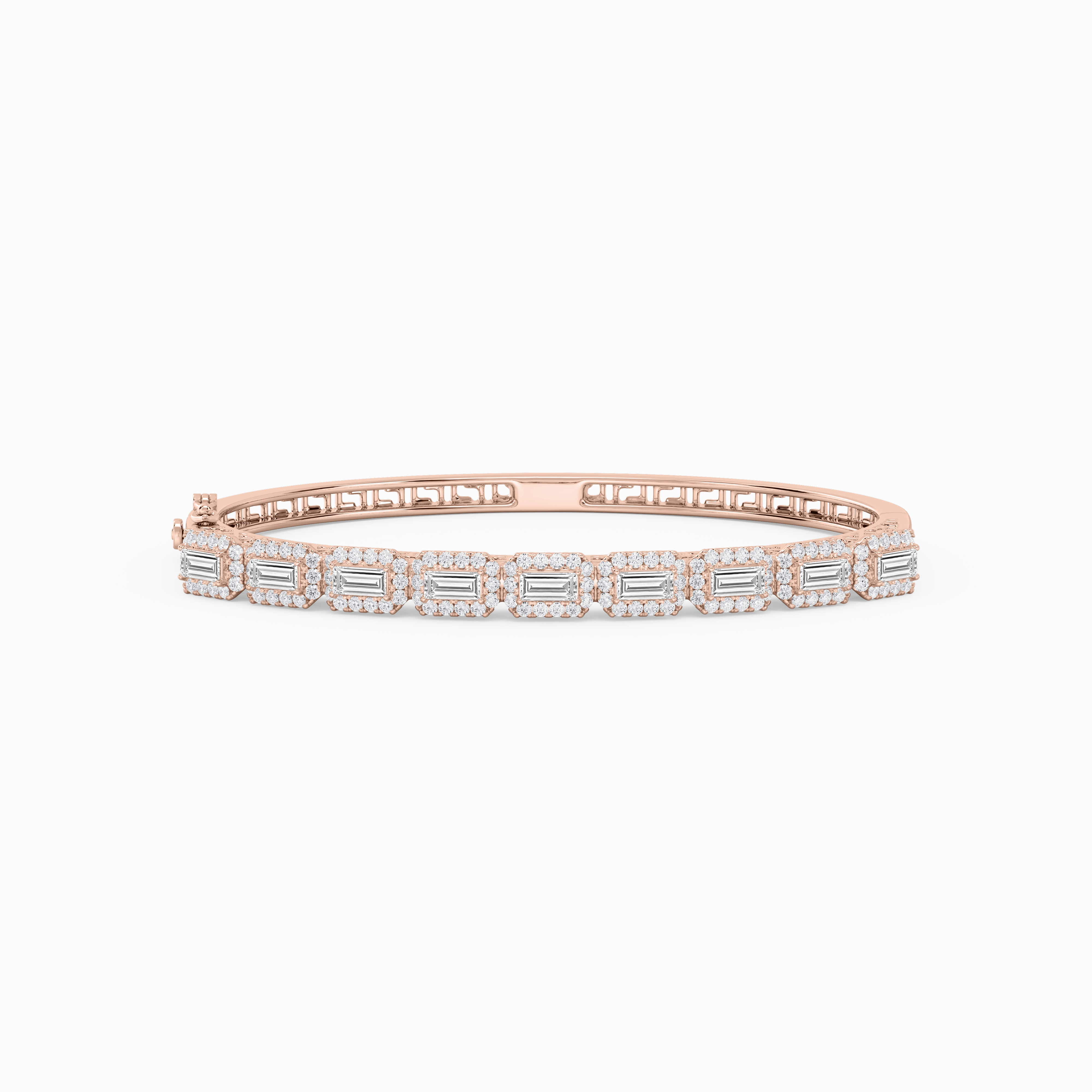 Honored Composites 3 ? ctw Round and Baguette Lab Grown Diamond Framed Bangle Bracelet  - 7.25 Inches
