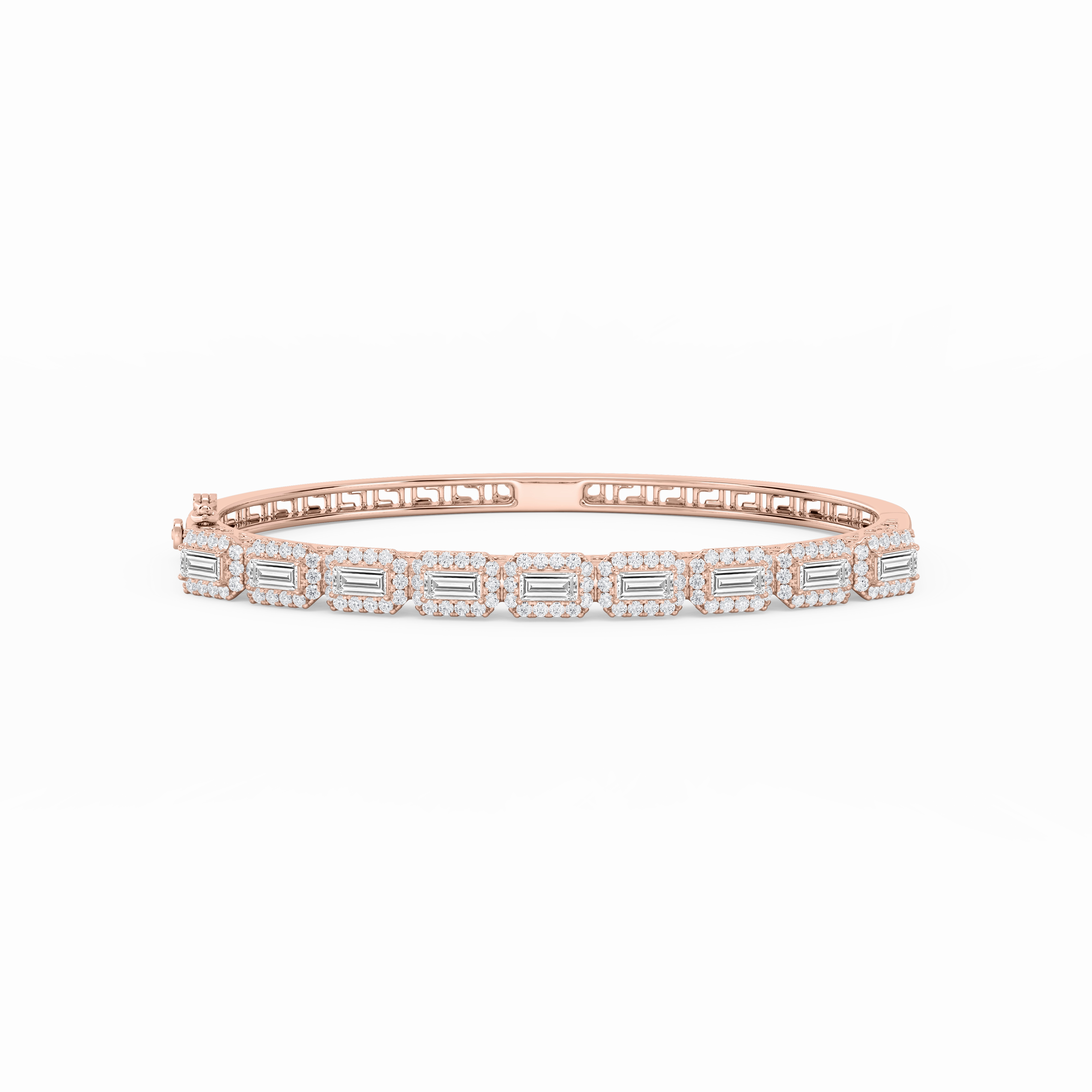 Center Of Attention 3 ? ctw Round and Baguette Lab Grown Diamond Framed Bangle Bracelet  - 7.25 Inches