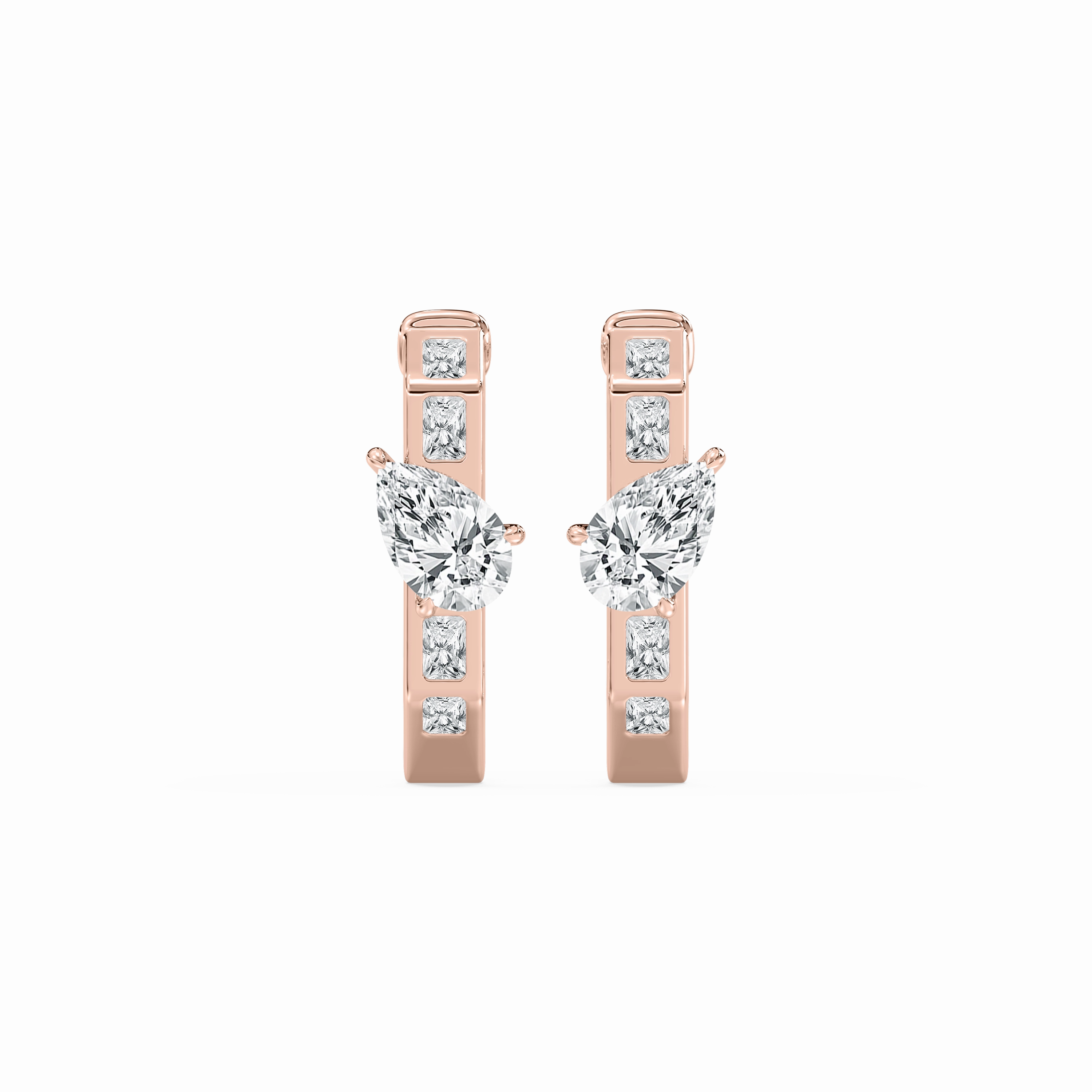 Bright Accessory Elegant Decor 3 ctw Pear and Emerald Lab Grown Diamond Hoop Earrings