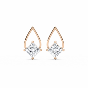 3 ctw Princess Lab Grown Diamond Teardrop Frame Stud Earrings Modernist Ornament