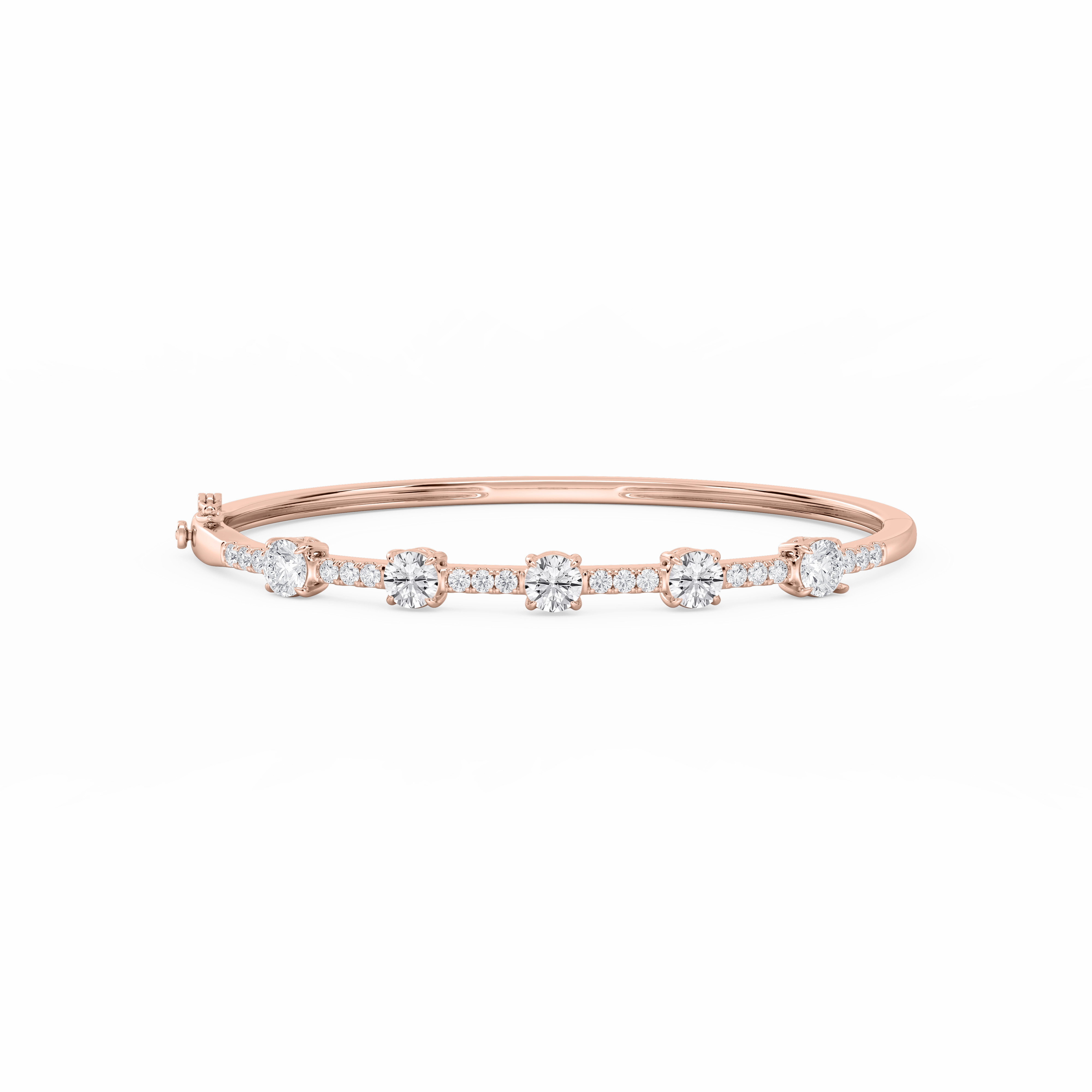 Uncommon Perspective 3 ctw Round Lab Grown Diamond Five Station Bangle Bracelet  - 7.25 Inches