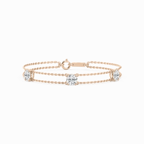 Identity Reflector Hassle-Free Style 3 ctw Round Lab Grown Diamond Three Stone Chain Bracelet  - 7 Inches