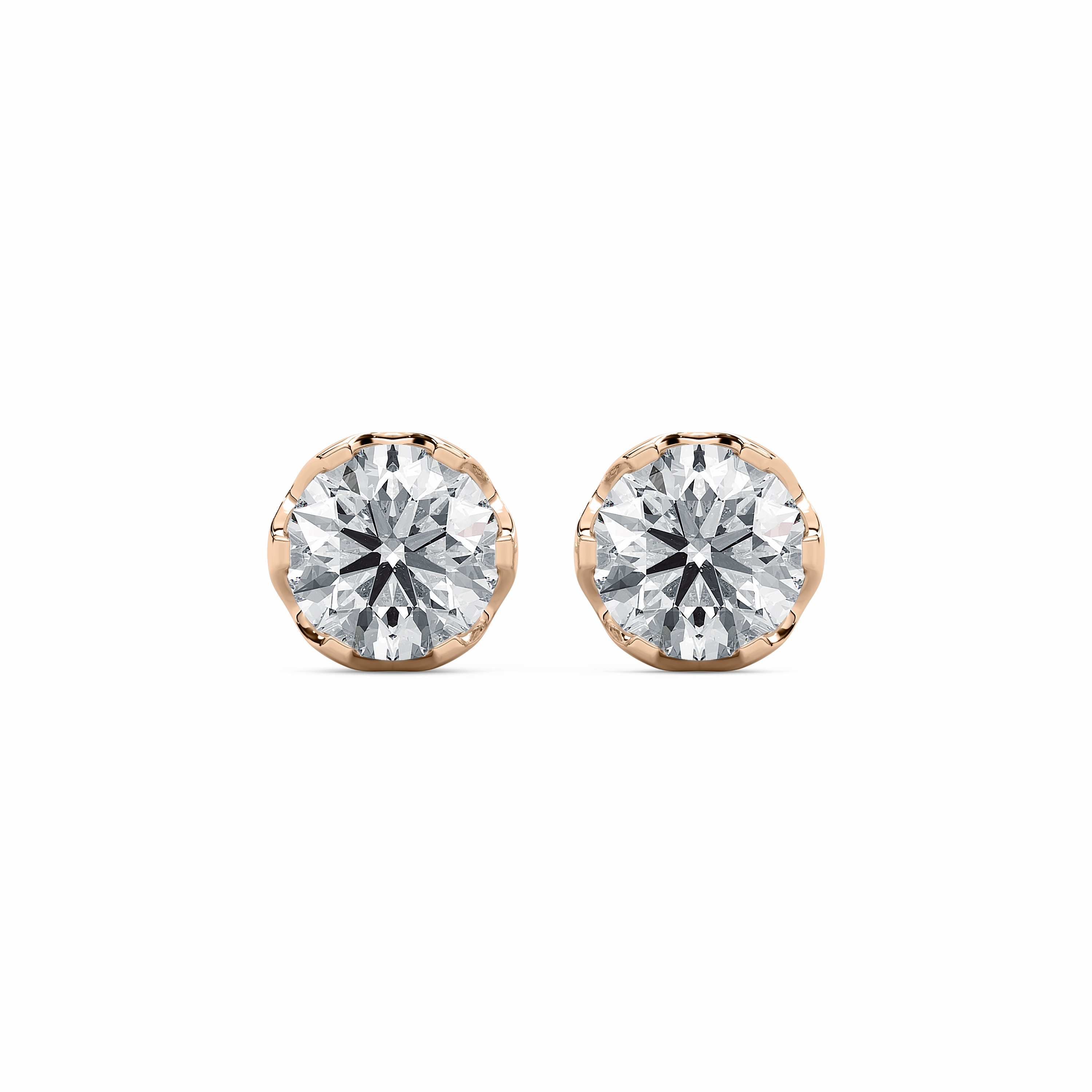 Stunning Choice Minimalist Finish 3?ctw Round Lab Grown Diamond Tulip Stud Earrings