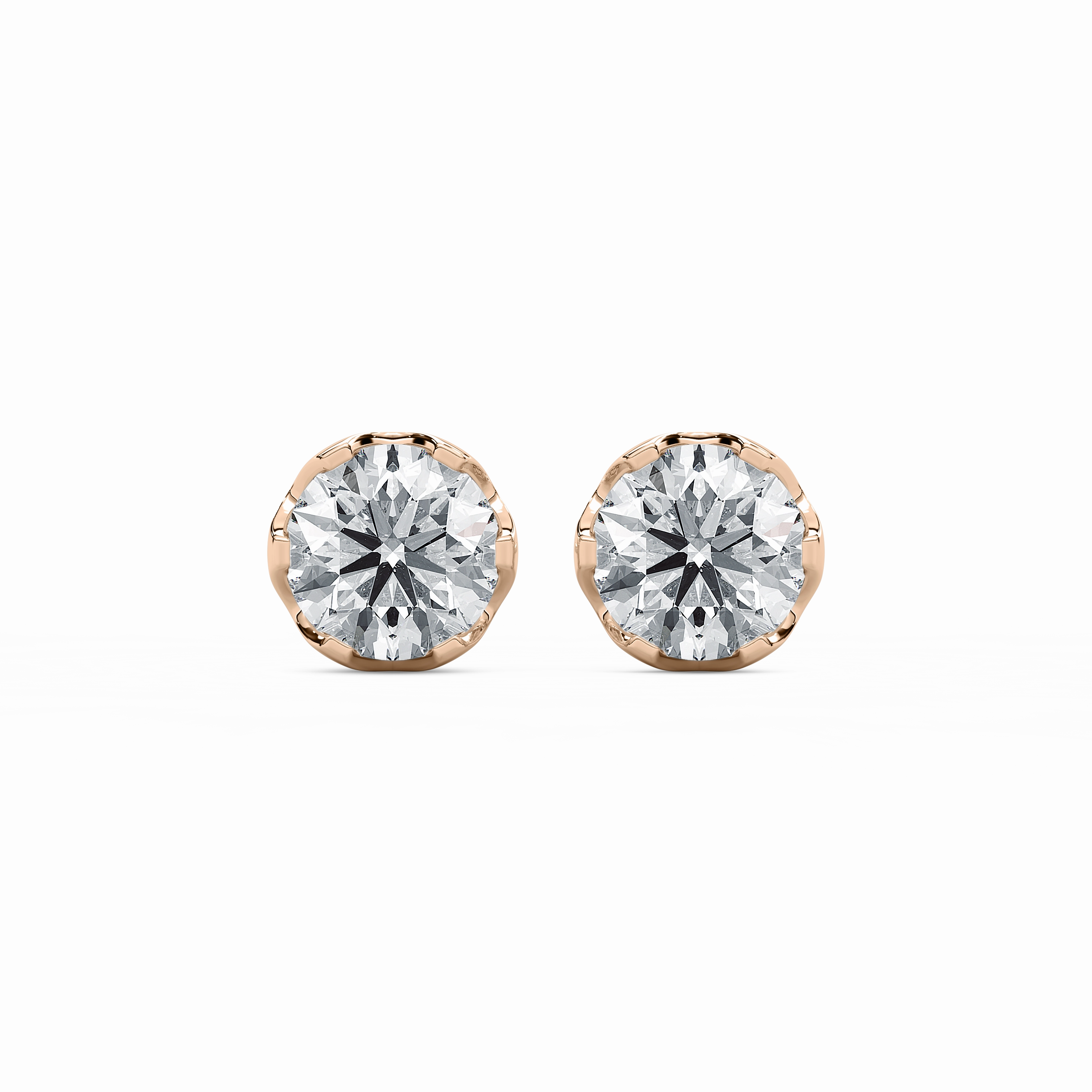 3?ctw Round Lab Grown Diamond Tulip Stud Earrings Brilliant Look