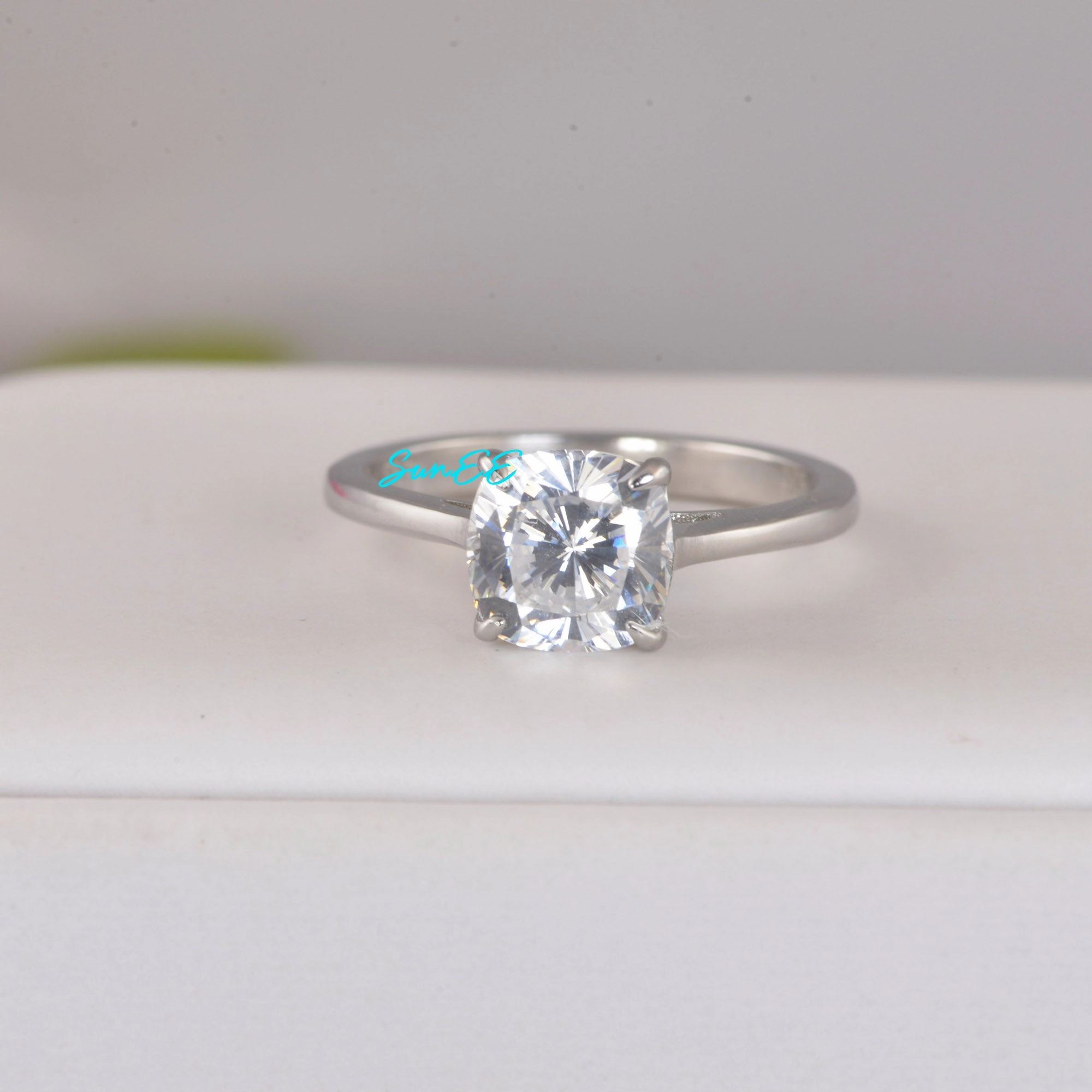 3ct Cushion Cut Bridal Wedding Engagement Ring Diamond Simulated 925 Sterling Silver Anniversary Ring SKU:00213 Modern Mark store brand