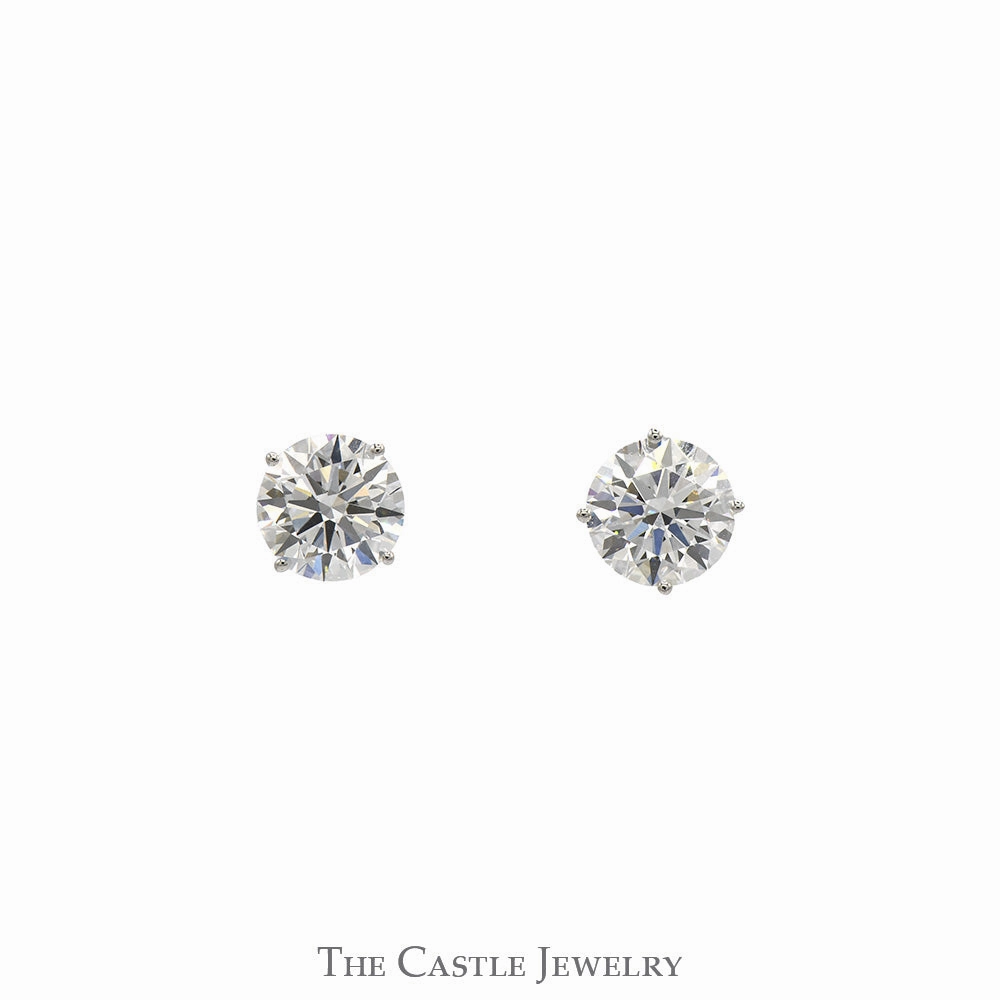 3cttw Round Brilliant Cut Lab Grown Diamond Stud Earrings in 14k White Gold Sparkling finish Opulent Ornament