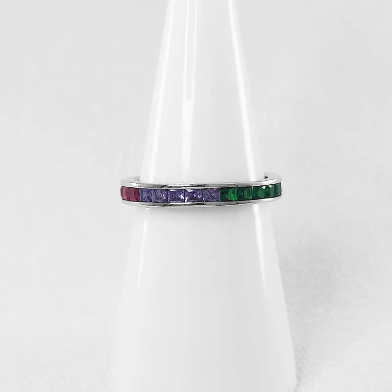 3mm Rainbow CZ Eternity Ring
