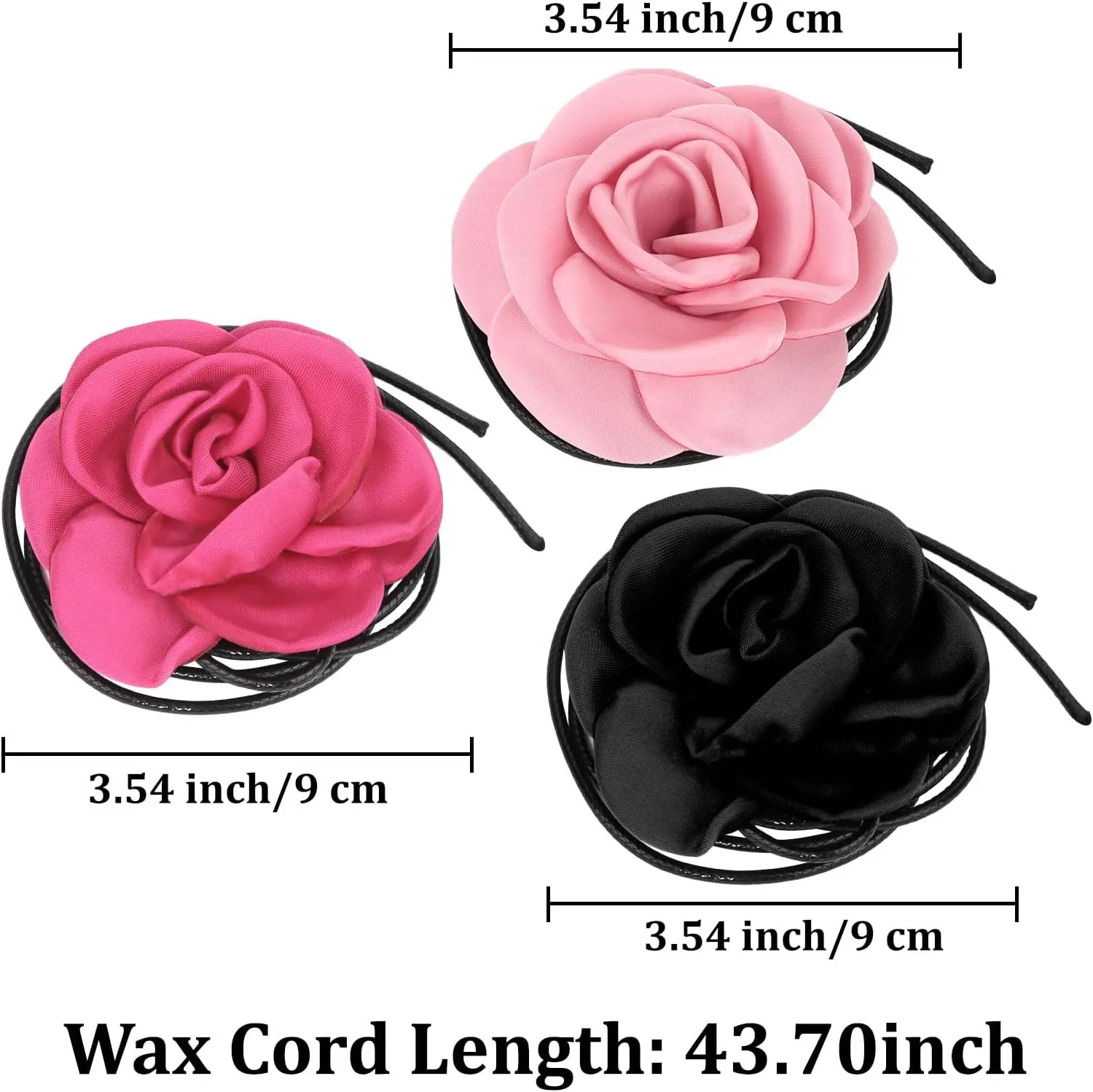 3Pc Flower Choker Necklace for Women Girls Rose Choker Flower Collar Necklace for Coquette Wedding Party