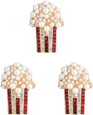 3Pcs Crystal Brooch Pin Food Lapel Pin Popcorn Brooch Cute Brooch Pins Clothes Brooch Pin Rhinestone Brooches For Women