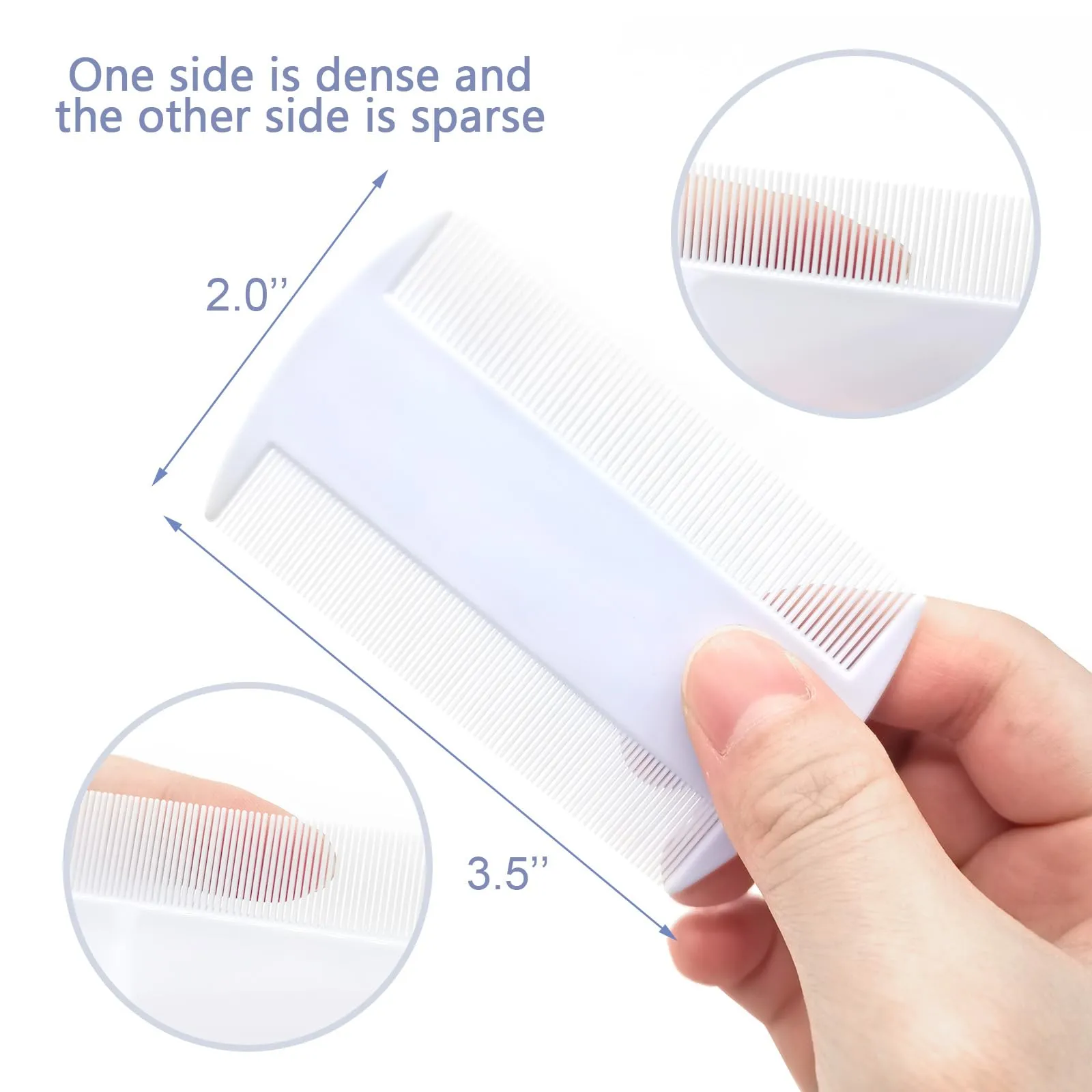 3pcs Lice Combs Double Sided Nit Combs Remove Head Lice, Nits, Fleas (White)